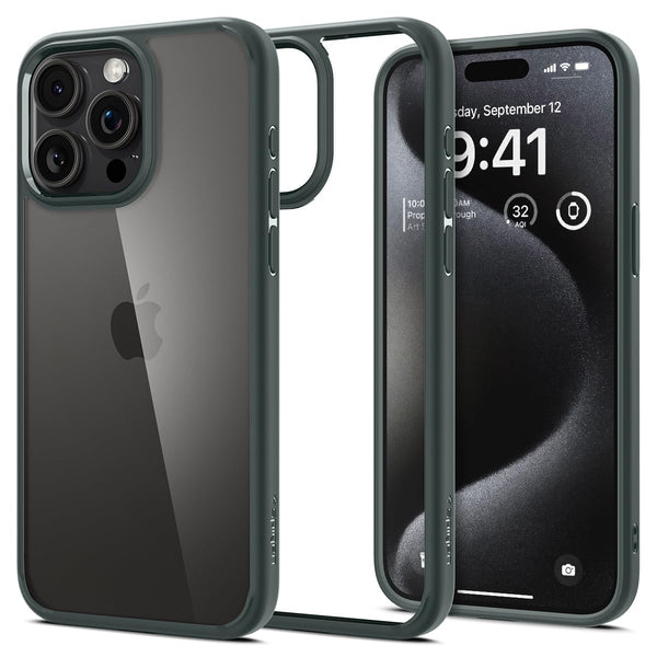 Spigen Ultra Hybrid Back Cover Case For iPhone 15 Pro Max (Abyss Green)