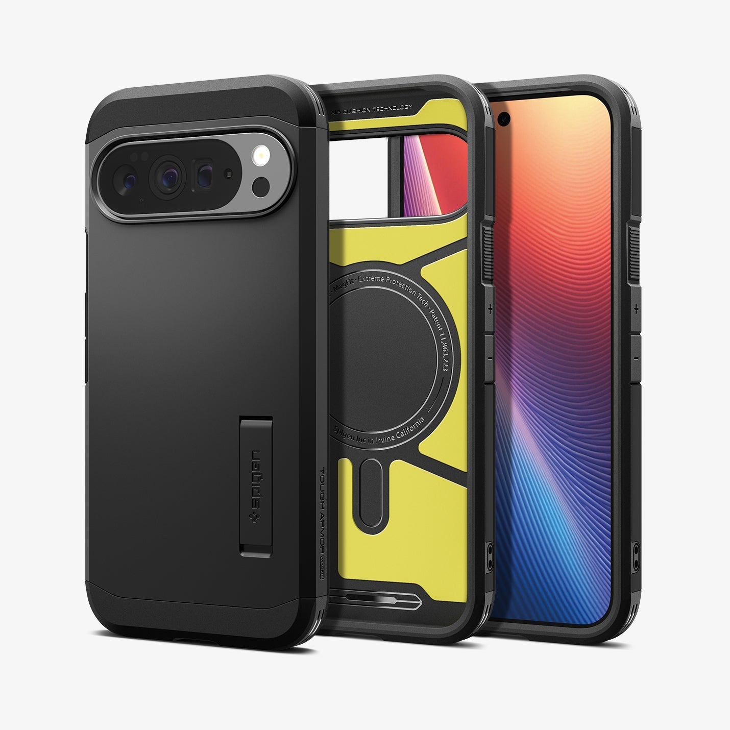 ACS09728 - Pixel 10 Pro XL  Tough Armor AI (MagFit) in black showing the back, front and inside