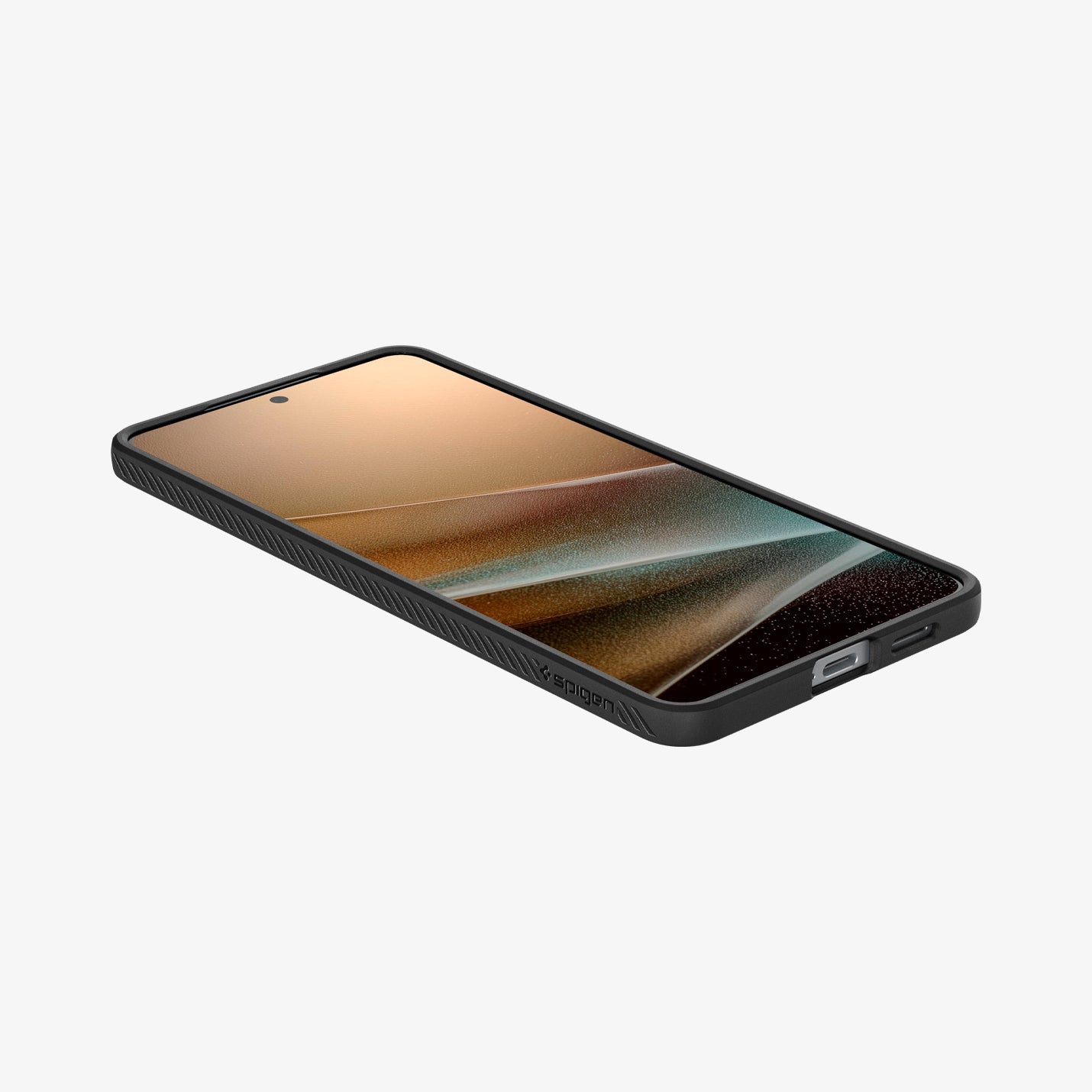 ACS09420 - Galaxy S25 Edge Case Liquid Air in Matte Black showing the front, partial side and bottom