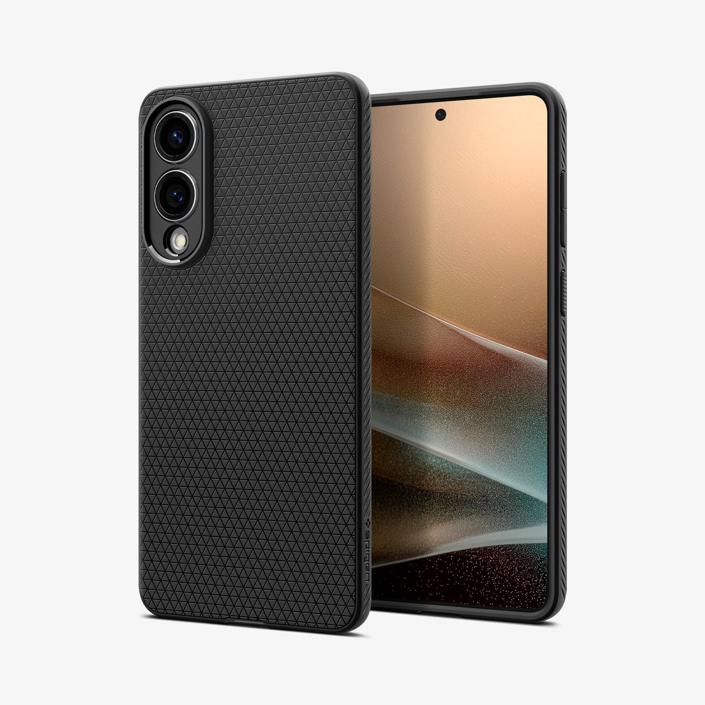 ACS09420 - Galaxy S25 Edge Case Liquid Air in Matte Black showing the back, partial front and sides