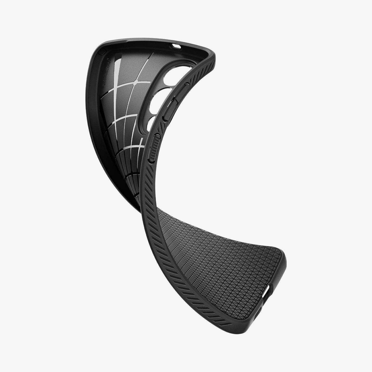 ACS09420 - Galaxy S25 Edge Case Liquid Air in Matte Black showing the partial inner and partial back case twisted