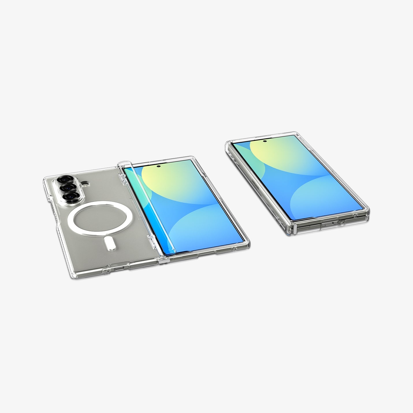 ACS09546 - Galaxy Z Fold 7 Ultra Hybrid Pro (MagFit) showing the front folded, front, hinge, back and bottoms of 2 devices