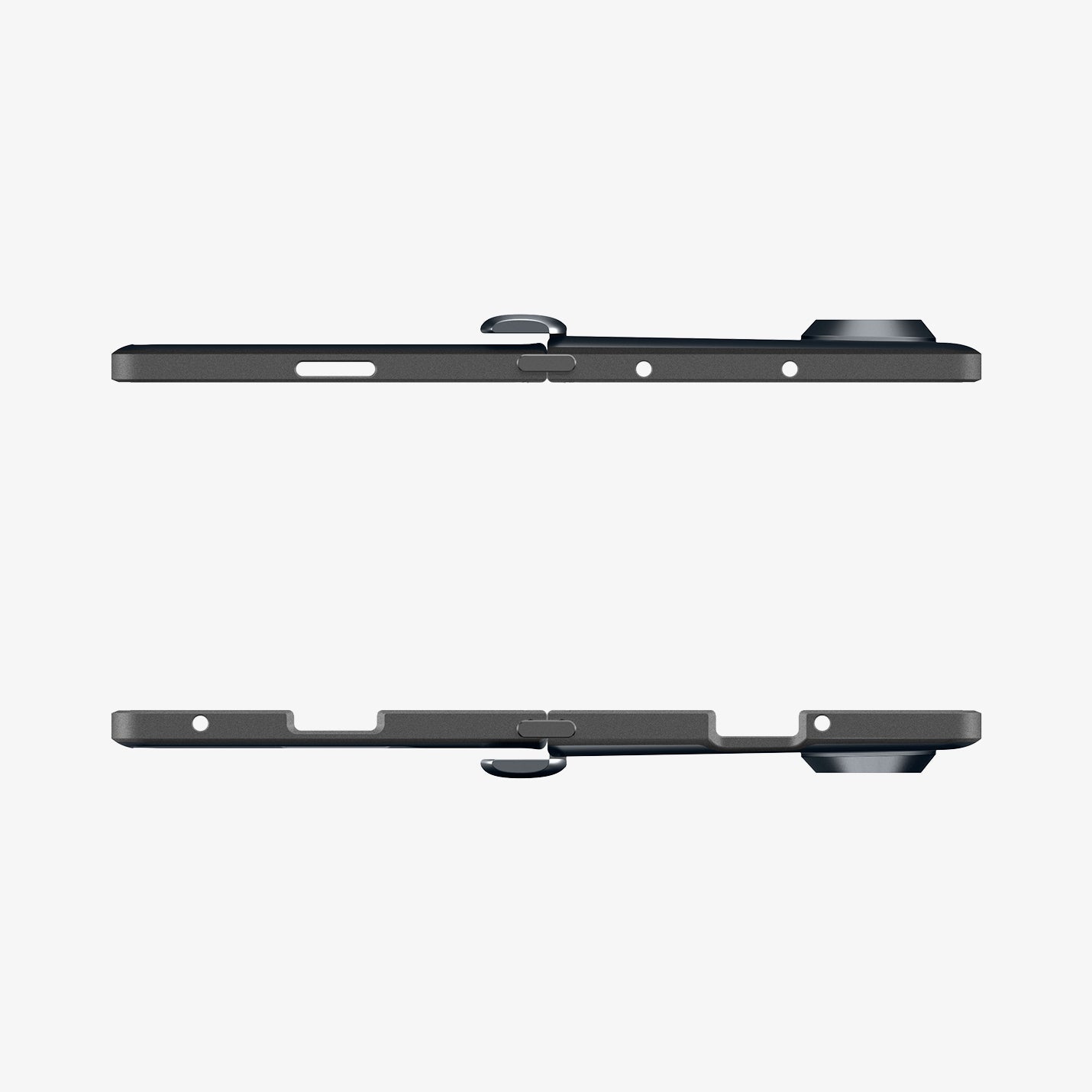 ACS09552 - Galaxy Z Fold 7 - Slim Armor Pro (MagFit) in metal slate showing the top and bottom of 2 devices fully open facing each other