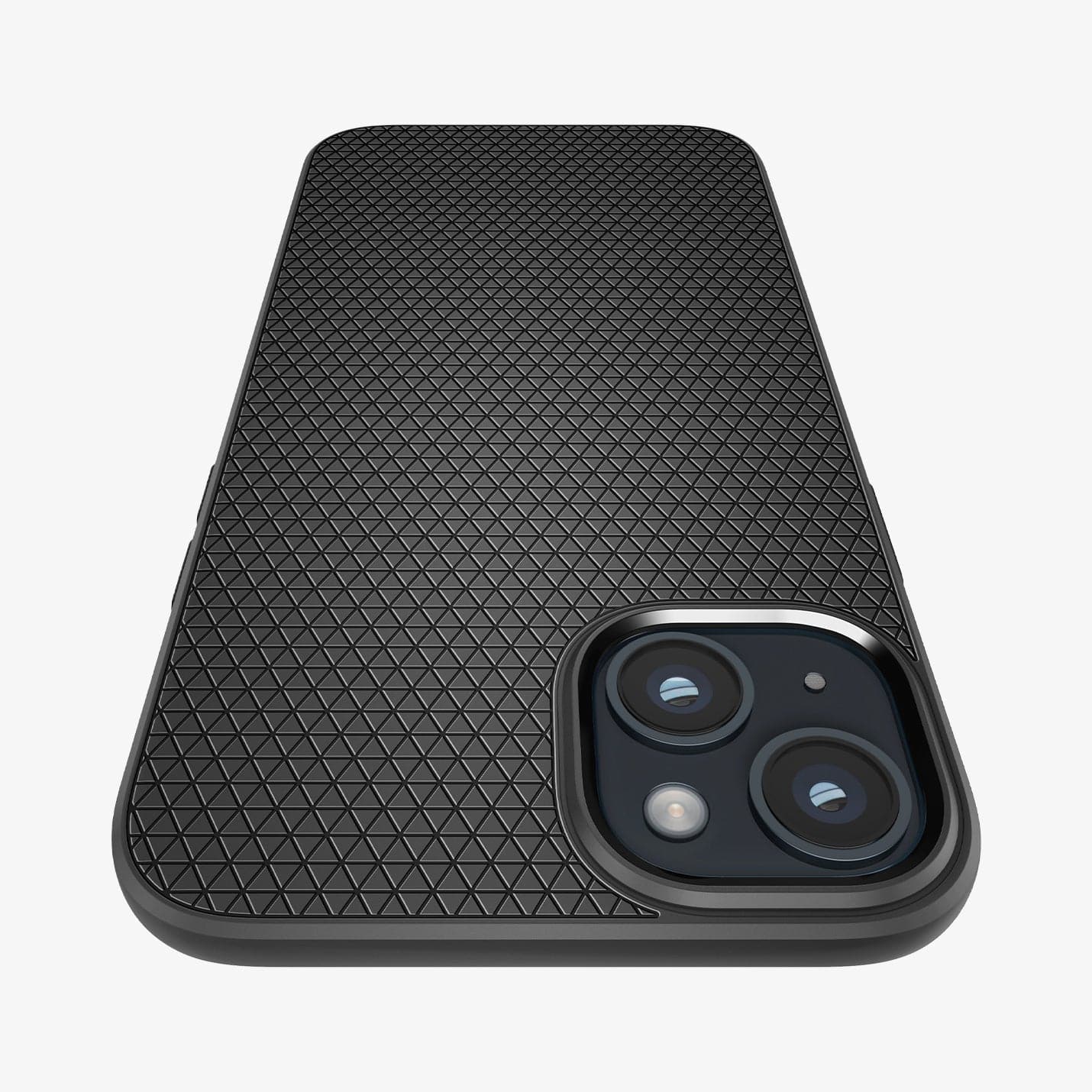 ACS05037 - iPhone 14 Case Liquid Air in matte black showing the back zoomed in to show the fine details