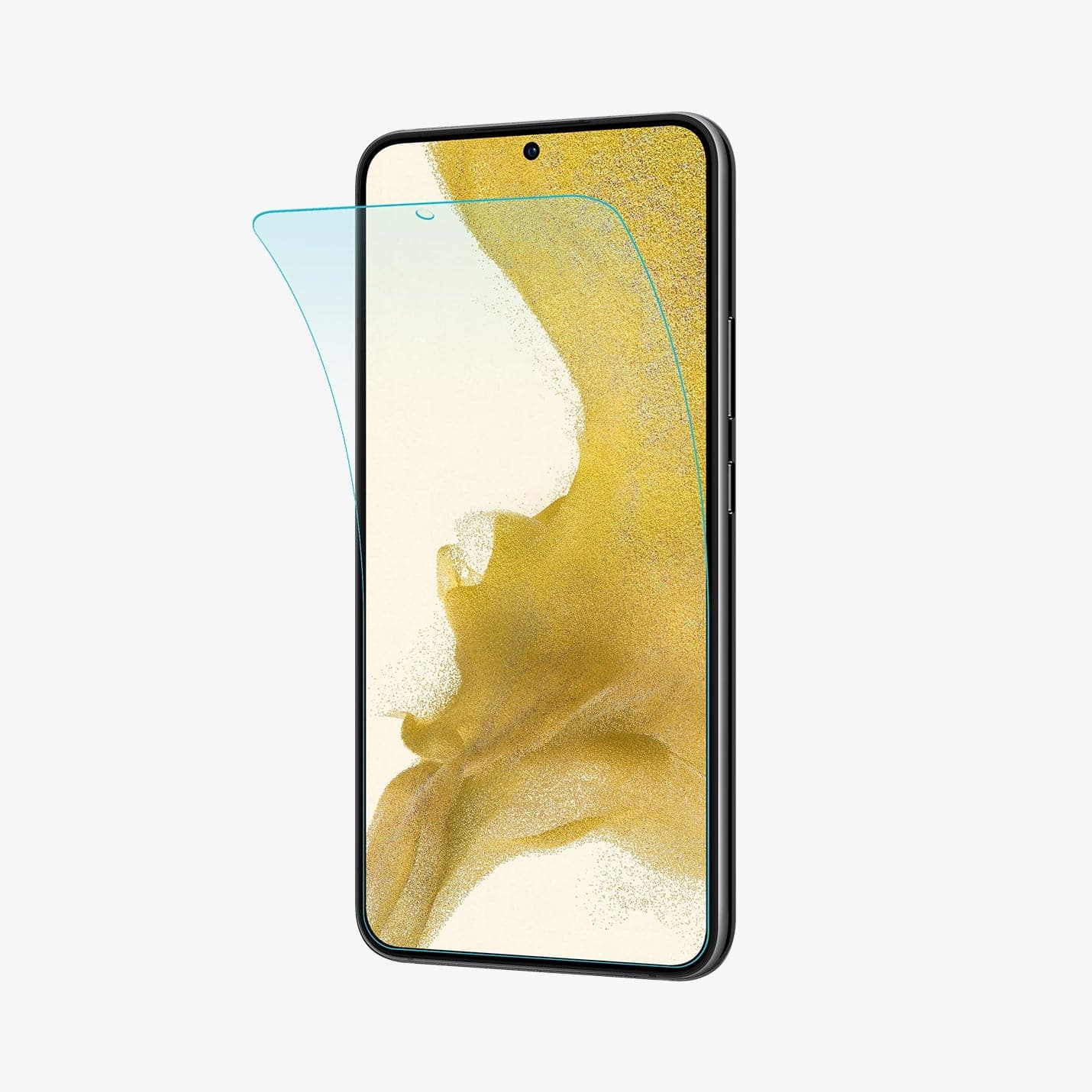 AFL04144 - Galaxy S22 Plus 5G Screen Protector Neo Flex Solid showing the top peeled away from phone screen