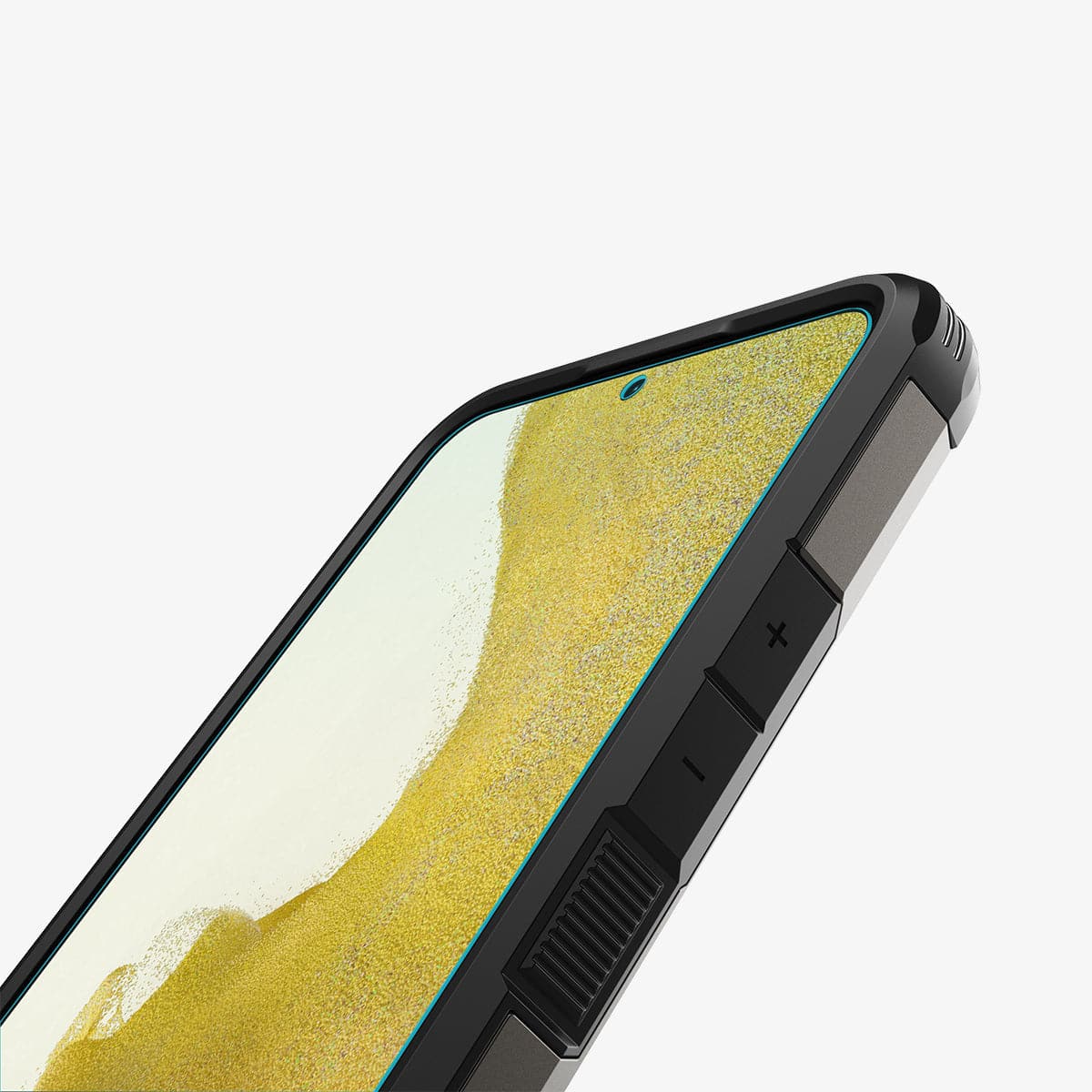 AFL04144 - Galaxy S22 Plus 5G Screen Protector Neo Flex Solid shown on phone with case on