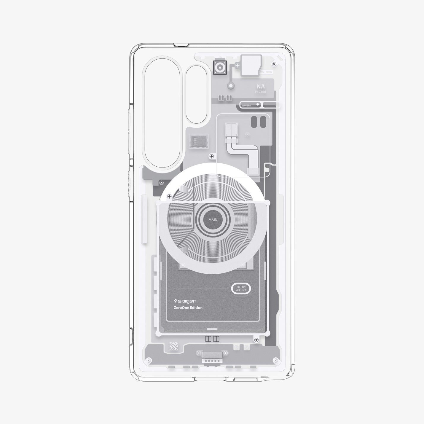 ACS08958 - Galaxy S25 Ultra Case Ultra Hybrid Metal Ring Zero One (MagFit) in Zero One White showing the inner