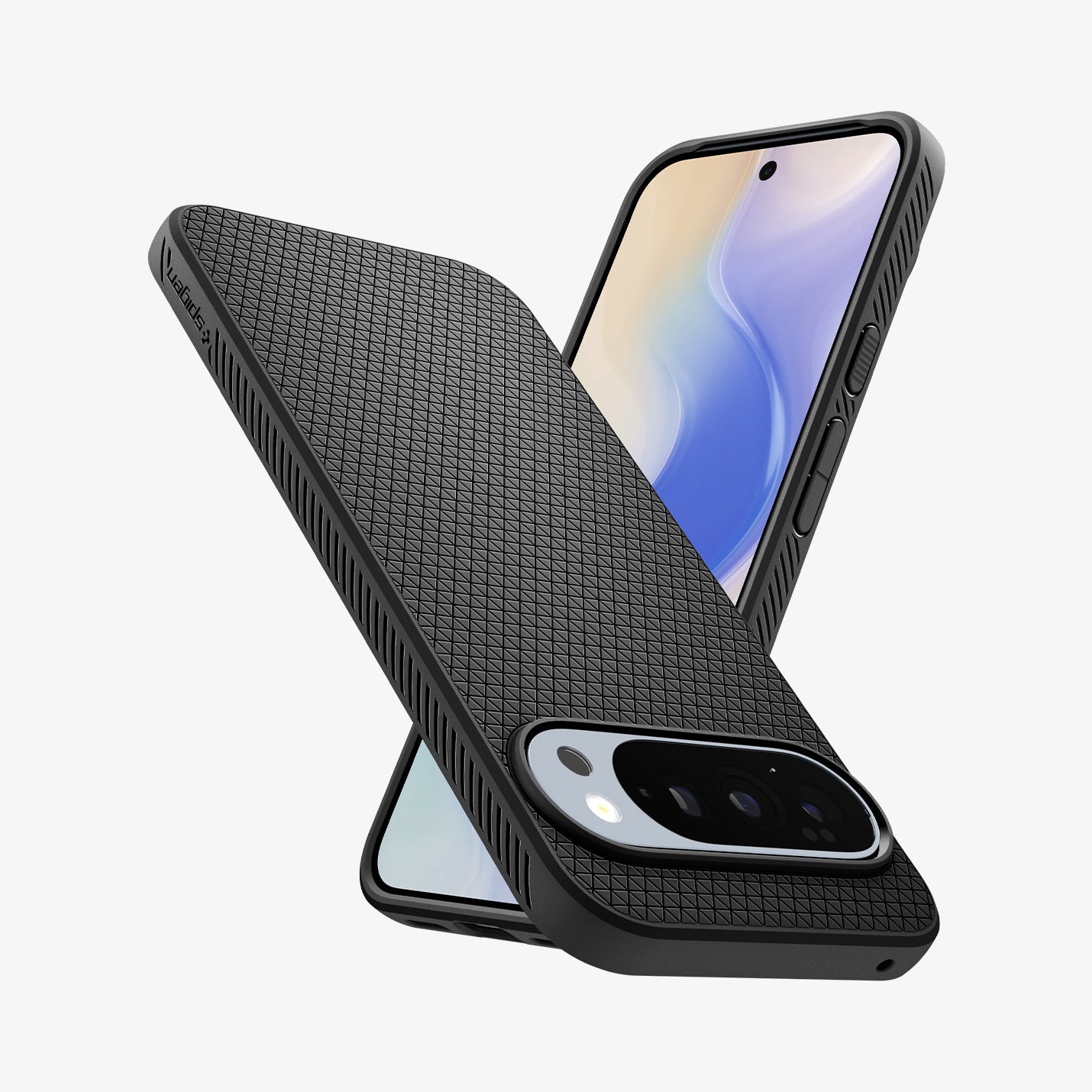 ACS09737 - Pixel 10 Pro XL Case Liquid Air in matte black showing the back, front and sides