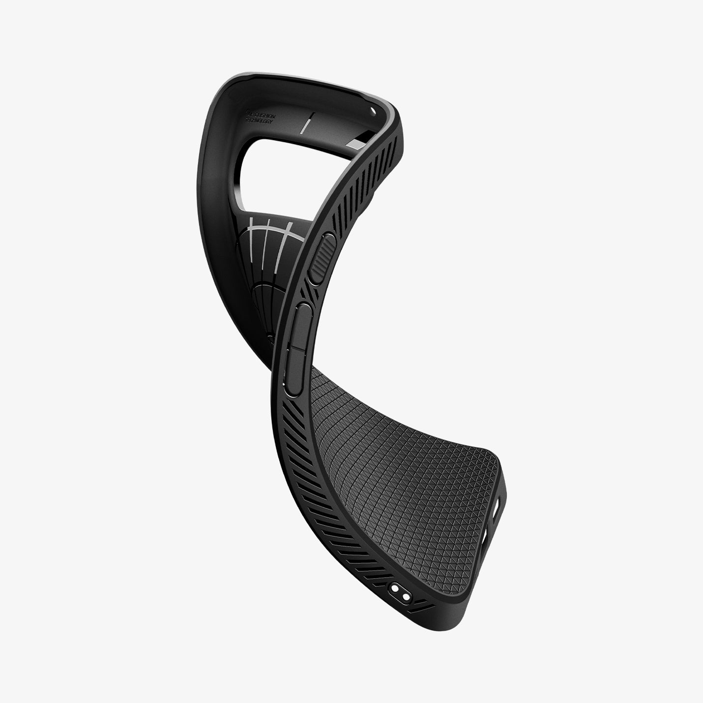 ACS09737 - Pixel 10 Pro XL Case Liquid Air in matte black showing the case bending to show the flexibility