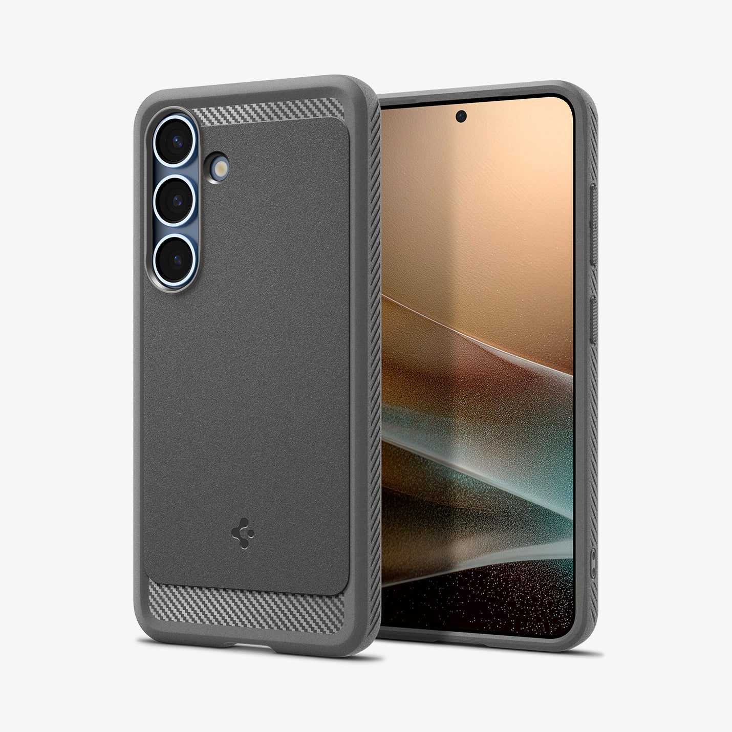 ACS08978 - Galaxy S25 Plus Case Rugged Armor (MagFit) in Marble Gray showing the back, partial front and sides