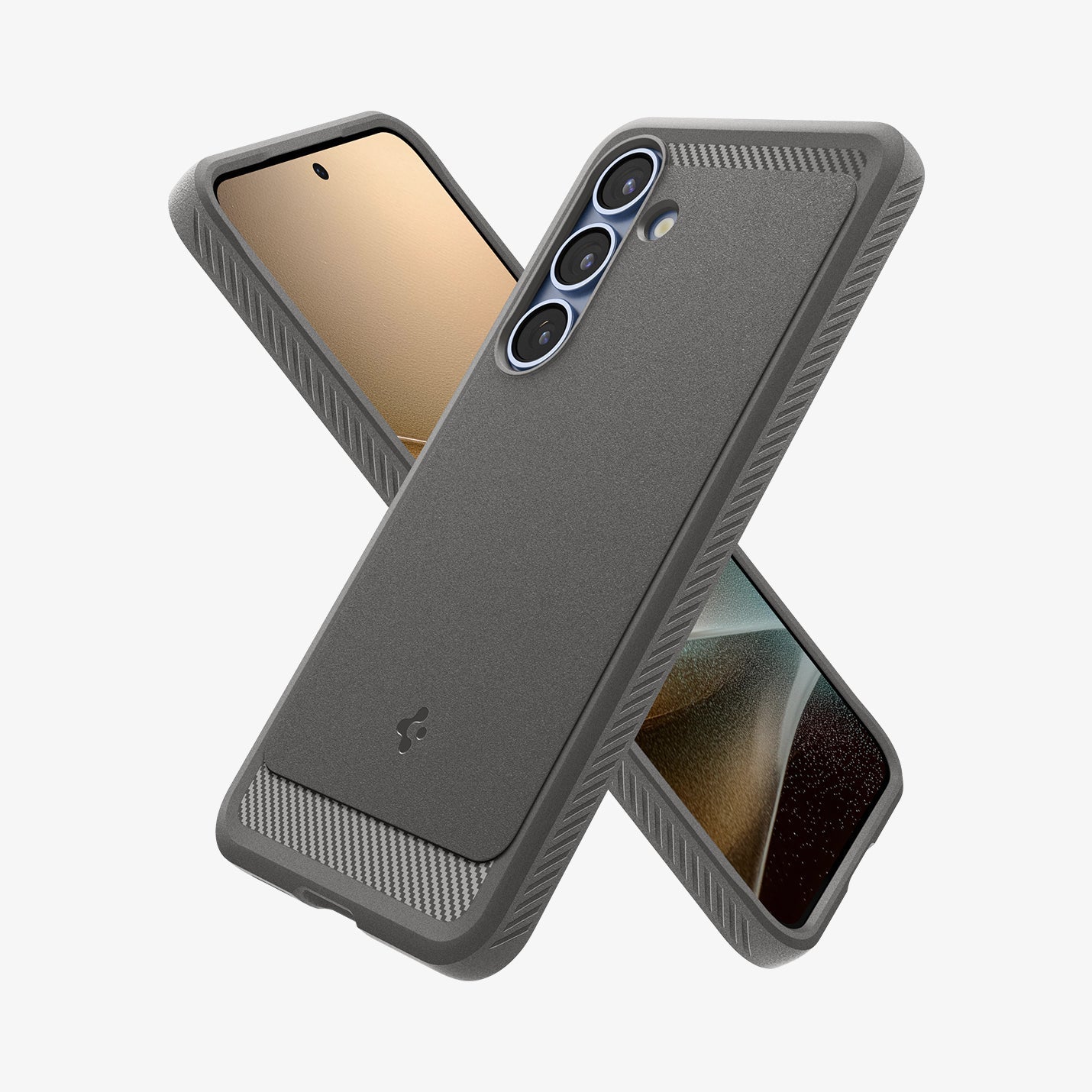 ACS08978 - Galaxy S25 Plus Case Rugged Armor (MagFit) in Marble Gray showing the back, partial front and sides