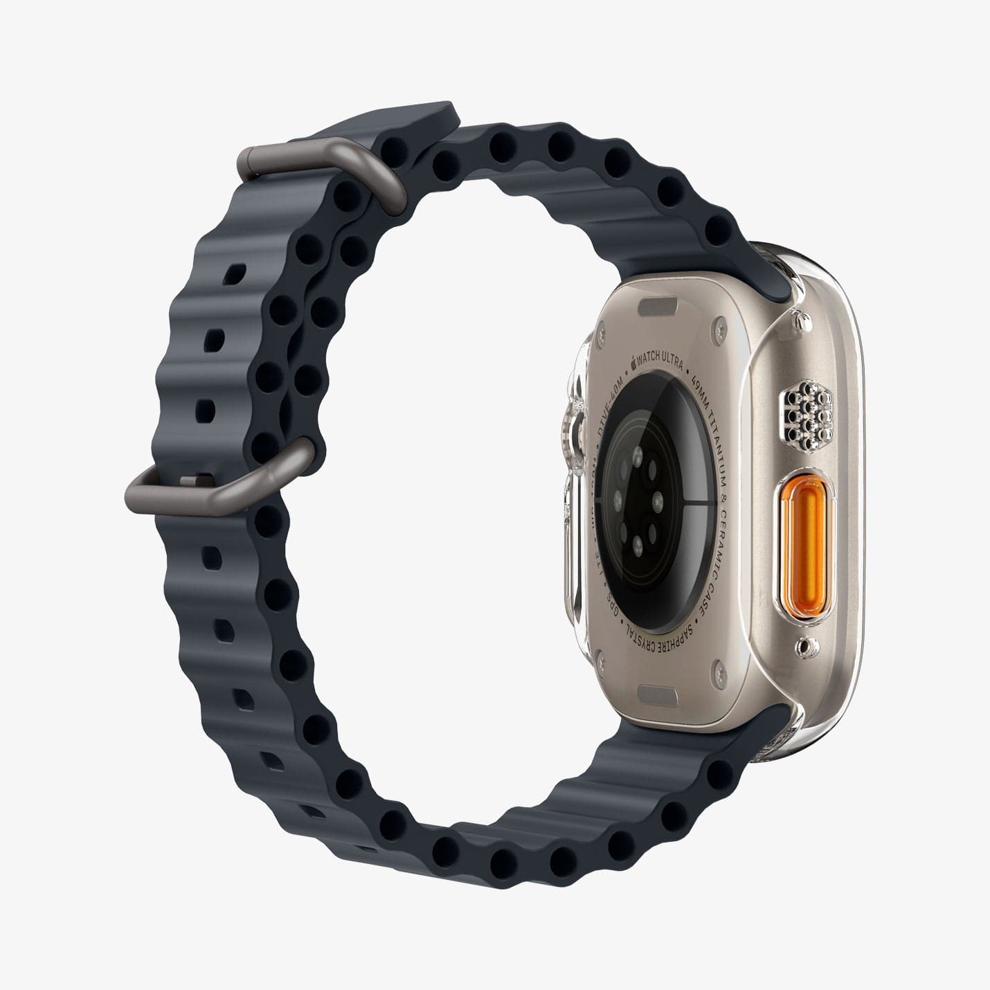 ACS05917 - Apple Watch Ultra (Apple Watch (49mm)) Case Thin Fit in crystal clear showing the side and back