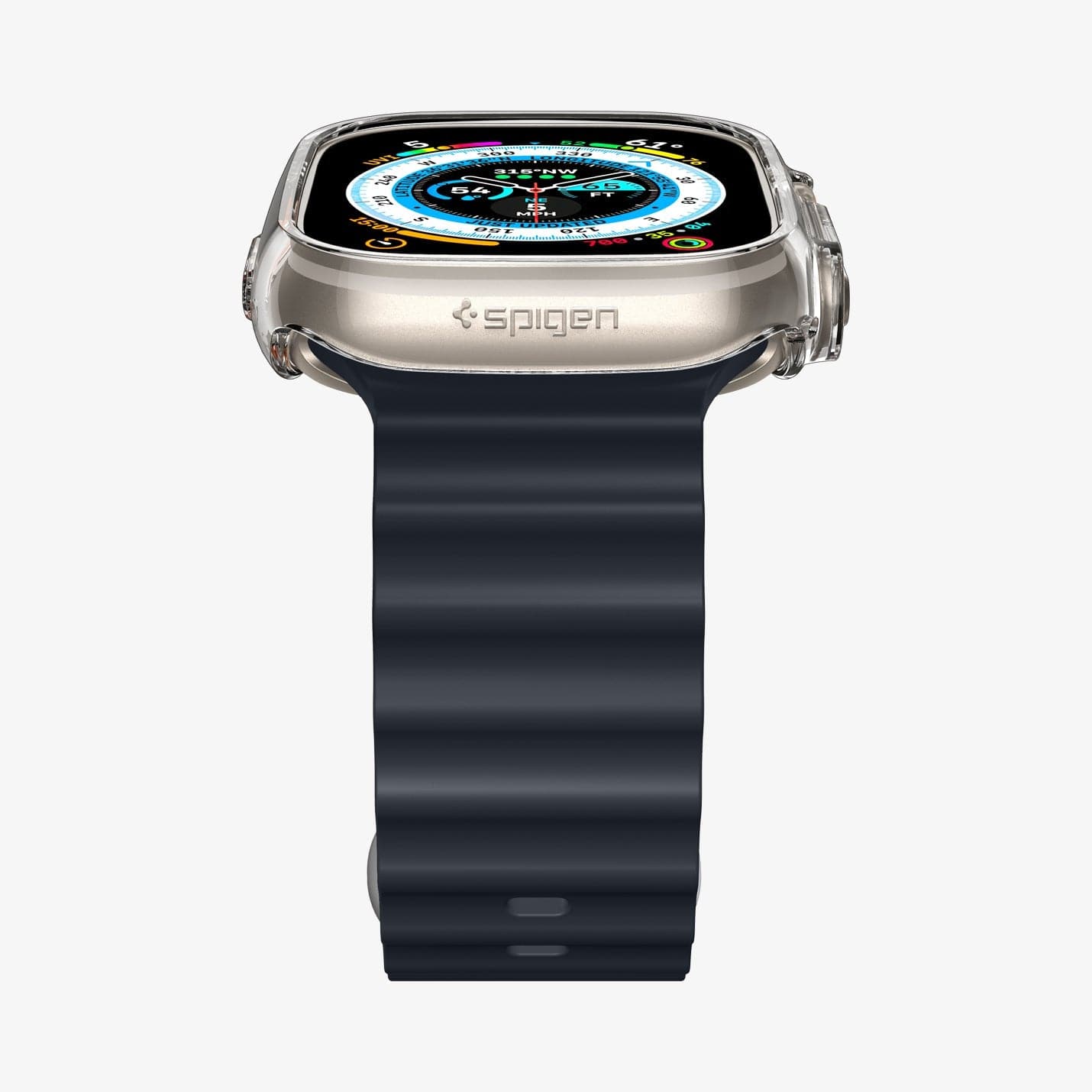 ACS05917 - Apple Watch Ultra (Apple Watch (49mm)) Case Thin Fit in crystal clear showing the bottom and front