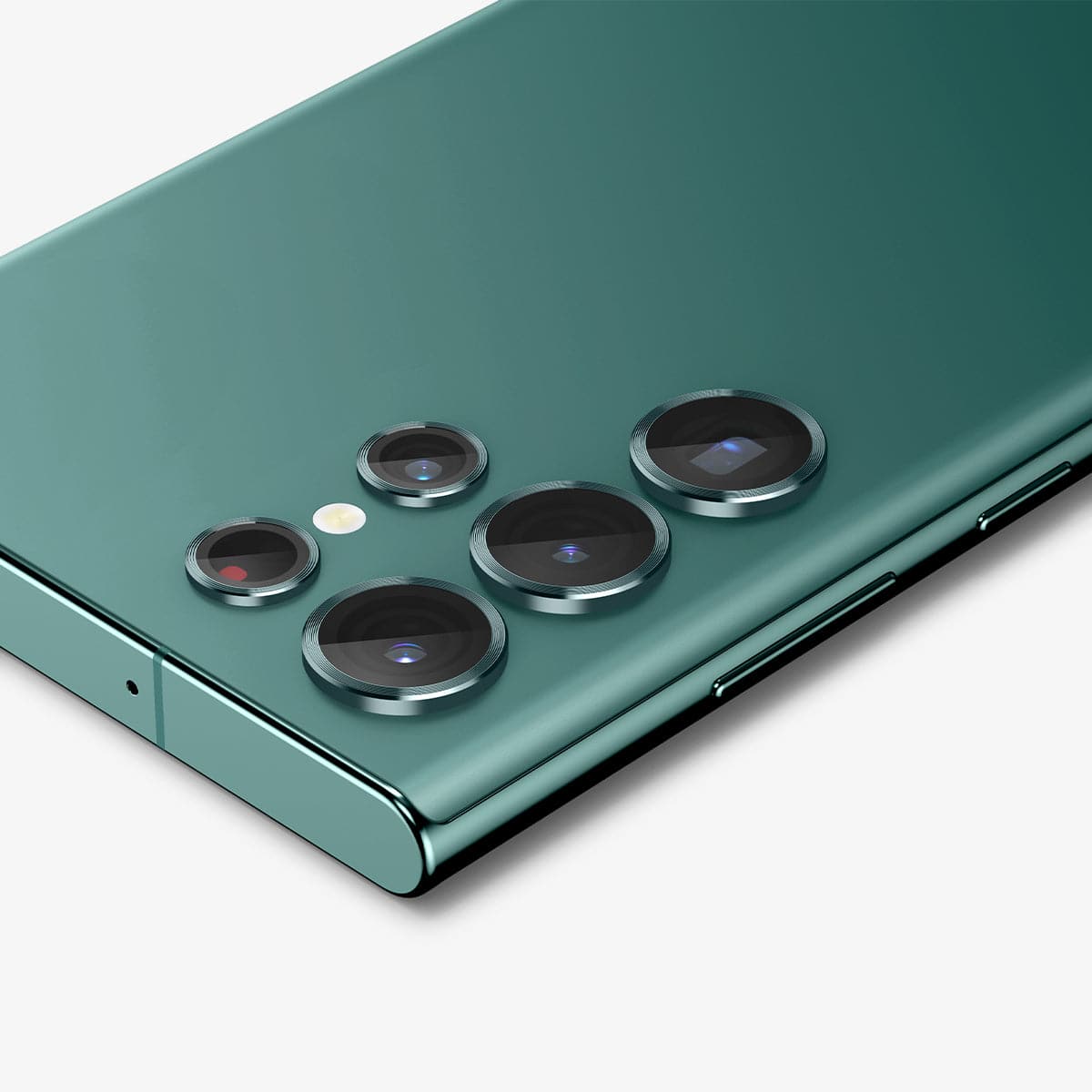 AGL04754 - Galaxy S22 Ultra EZ Fit Optik Pro Lens Protector Glass.tR in green showing lens protector installed onto device zoomed in