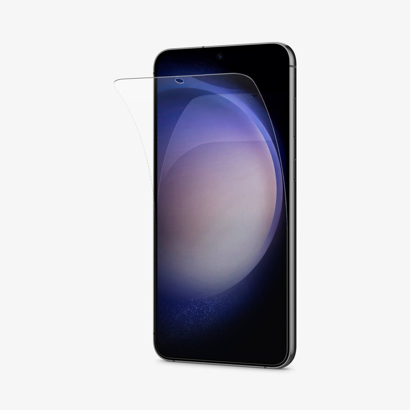 AFL05951 - Galaxy S23 Plus Screen Protector Neo Flex Solid showing the front and partial side with screen protector slightly bending away from device