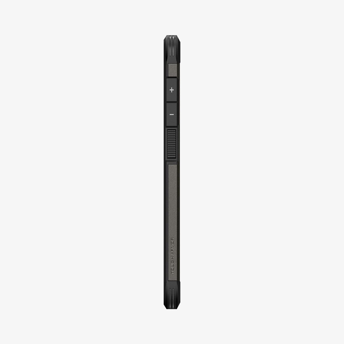 ACS05673 - Galaxy S23 Plus Case Tough Armor in gunmetal showing the side with volume controls