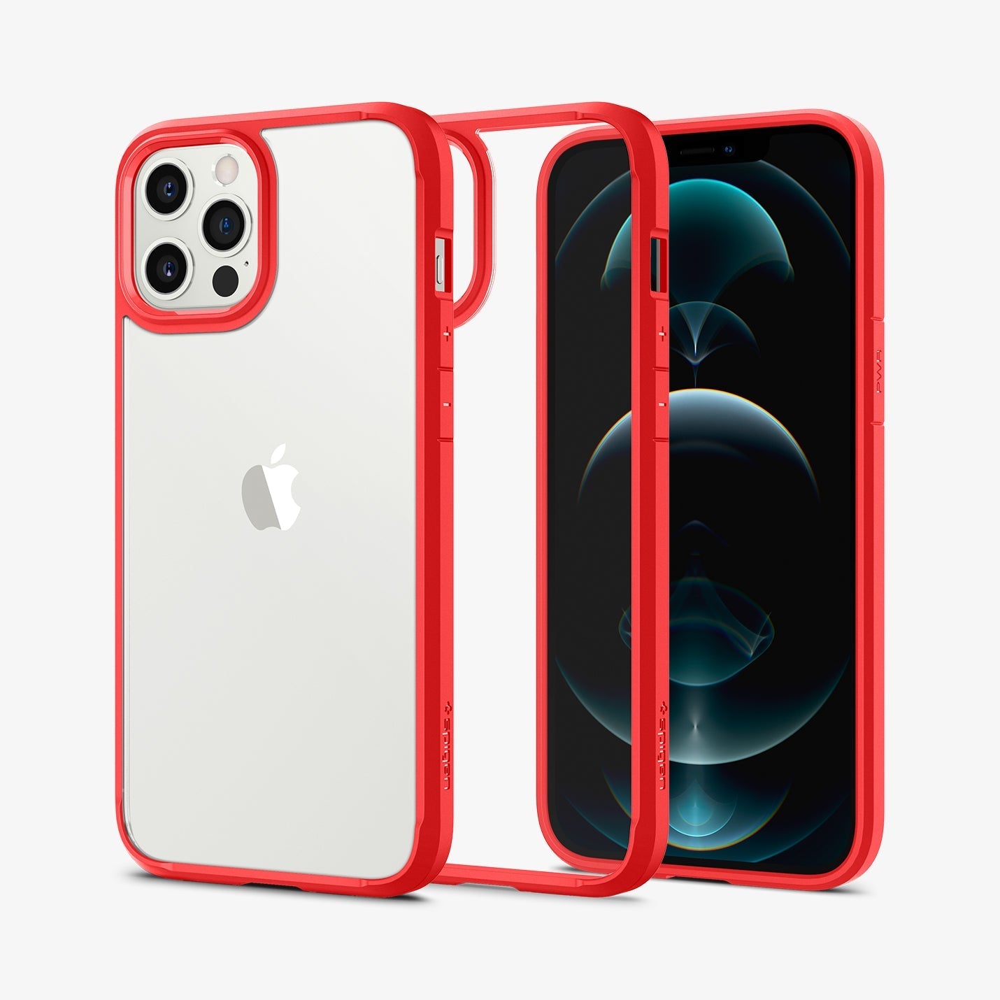 ACS01620 - iPhone 12 Pro Max Case Ultra Hybrid in red showing the back, inside and front
