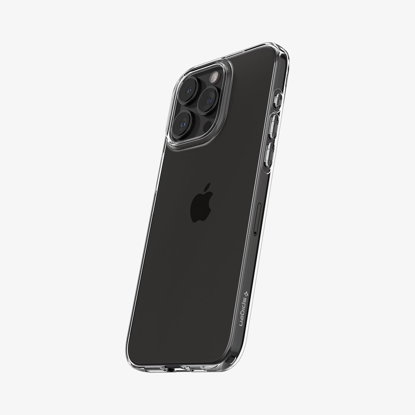 ACS06557 - iPhone 15 Pro Max Case Liquid Crystal in crystal clear showing the back and side