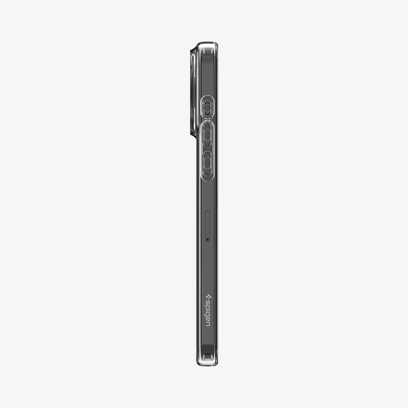 ACS06557 - iPhone 15 Pro Max Case Liquid Crystal in crystal clear showing the side with volume controls