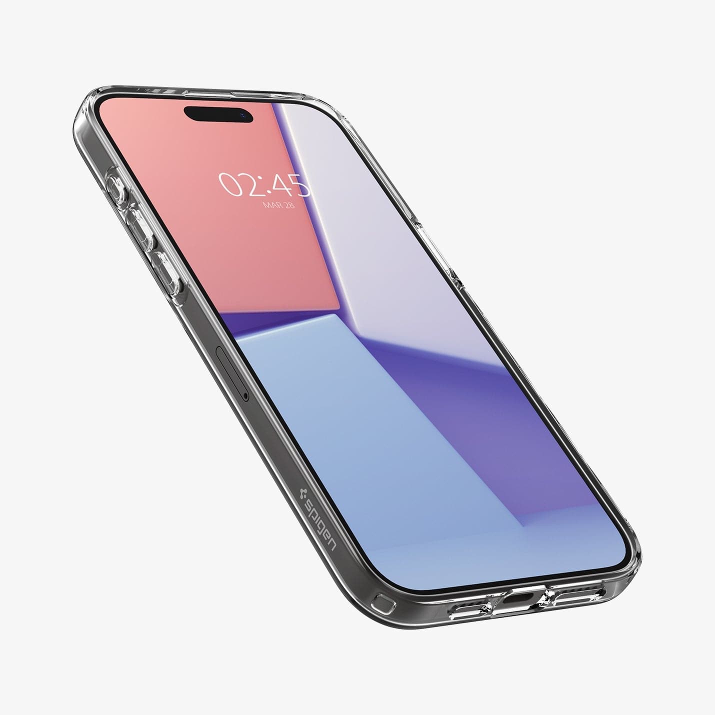 ACS06557 - iPhone 15 Pro Max Case Liquid Crystal in crystal clear showing the front and side