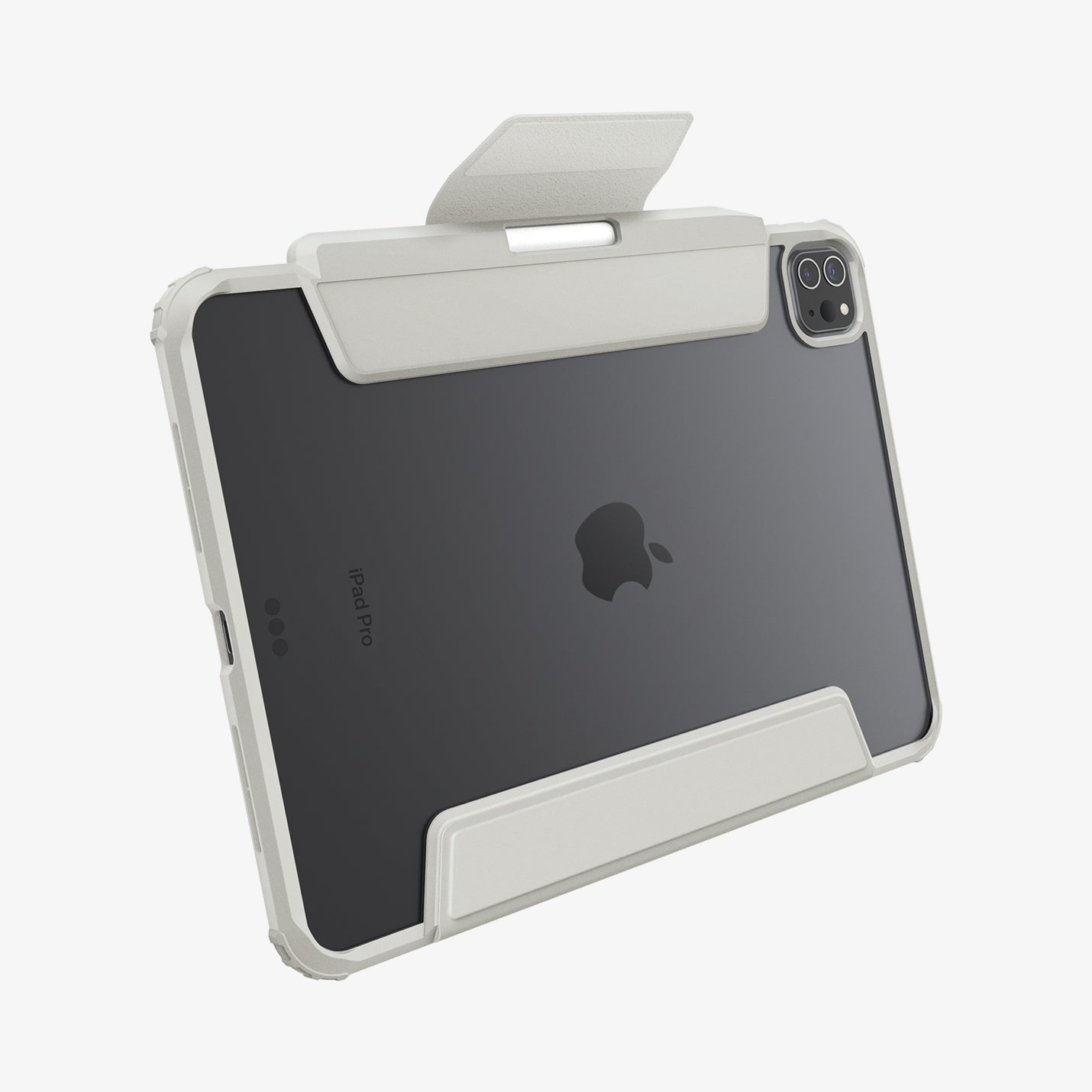 ACS07024 - iPad Pro 11-inch Case Air Skin Pro in Gray showing the back and bottom with cover flap open with s-pen attached