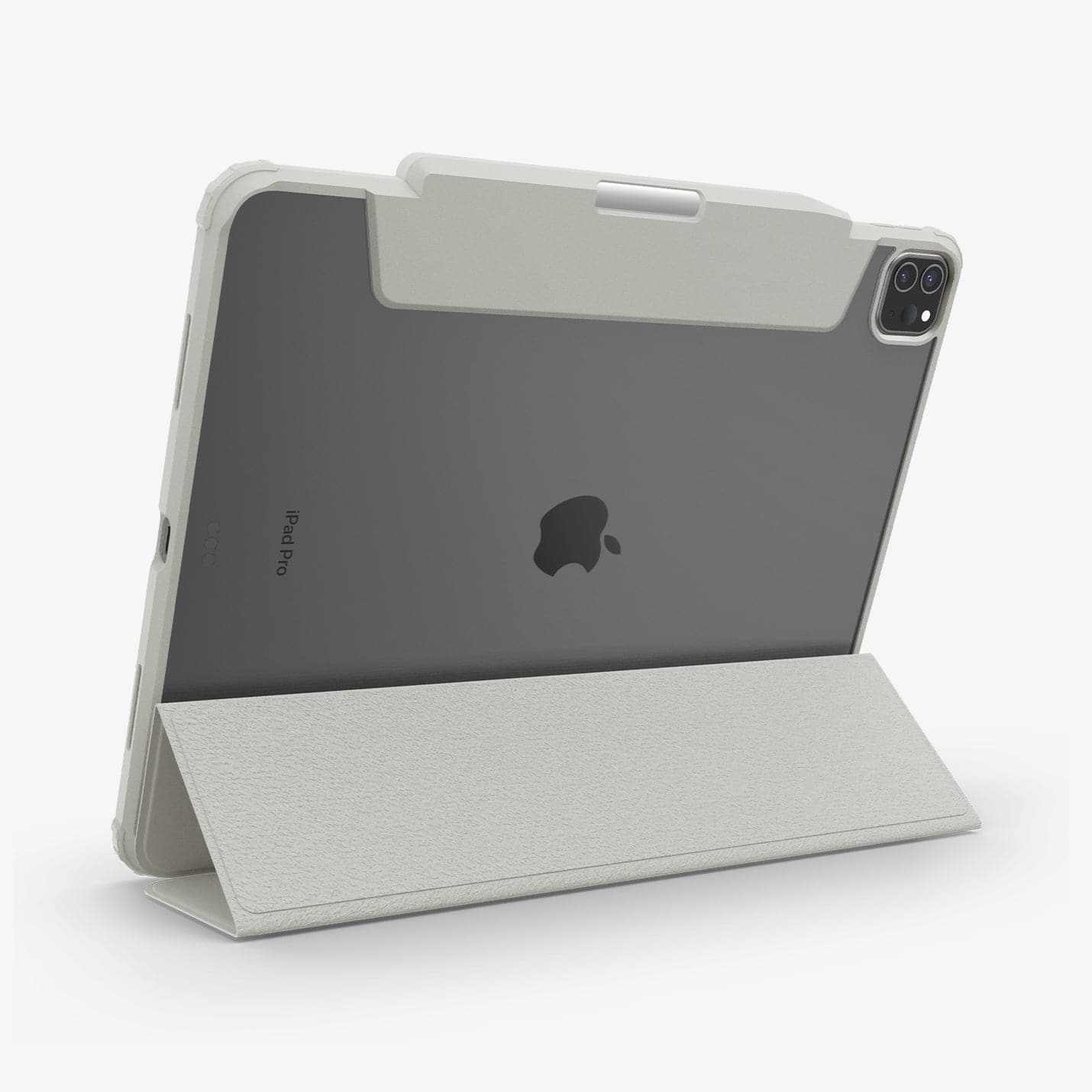 ACS06076 - iPad Pro 12.9" Case Air Skin Pro in gray showing the back with device propped up by built in kickstand