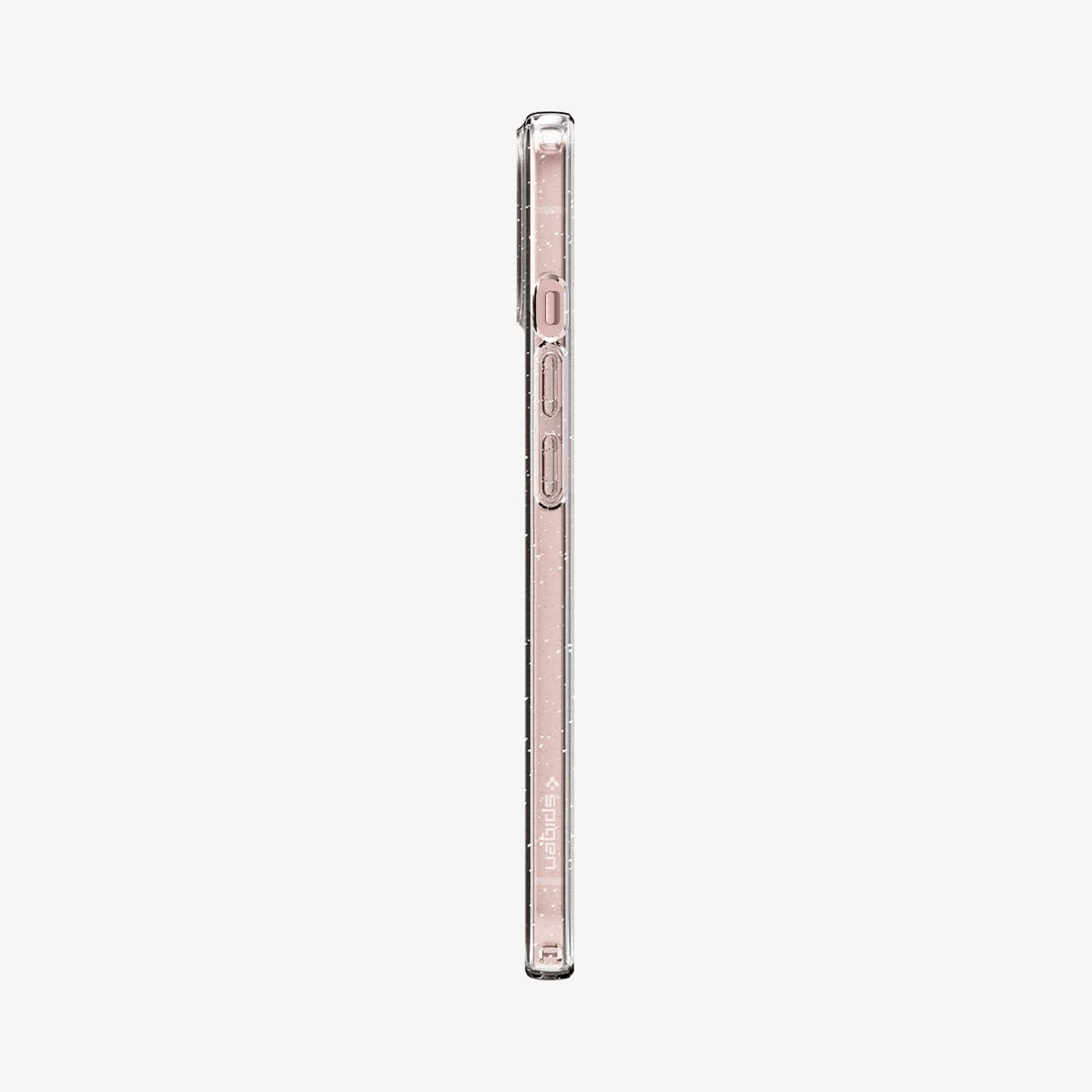 ACS03312 - iPhone 13 Mini Case Liquid Crystal Glitter in crystal quartz showing the side with volume controls