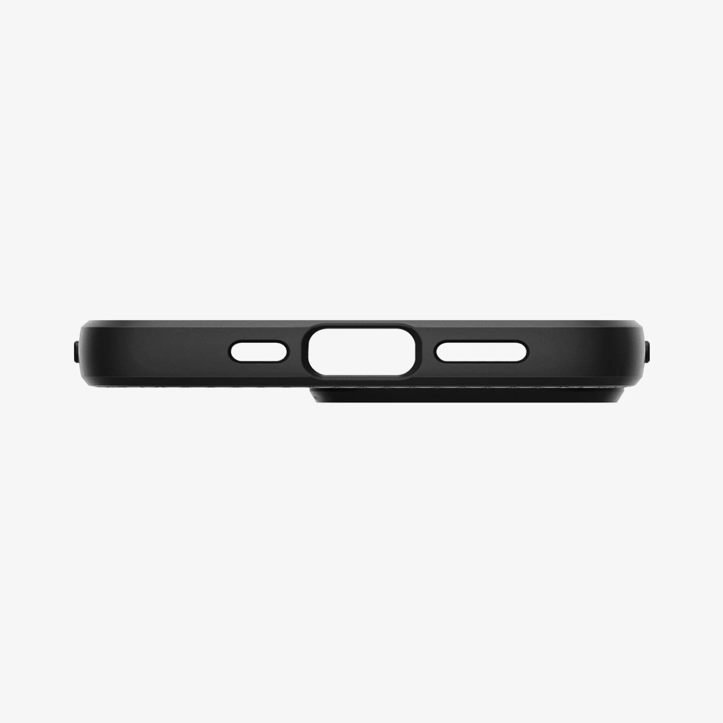 ACS03258 - iPhone 13 Pro Case Liquid Air in matte black showing the bottom with precise cutouts