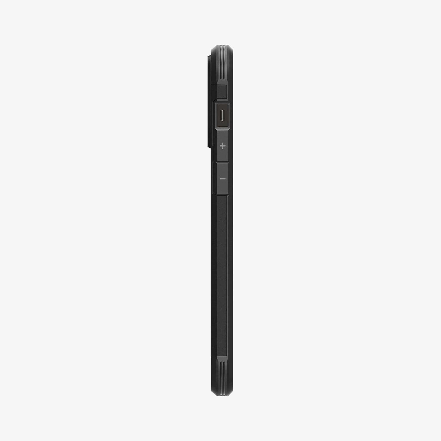ACS04840 - iPhone 14 Pro Max Case Tough Armor (MagFit) in black showing the side with volume controls