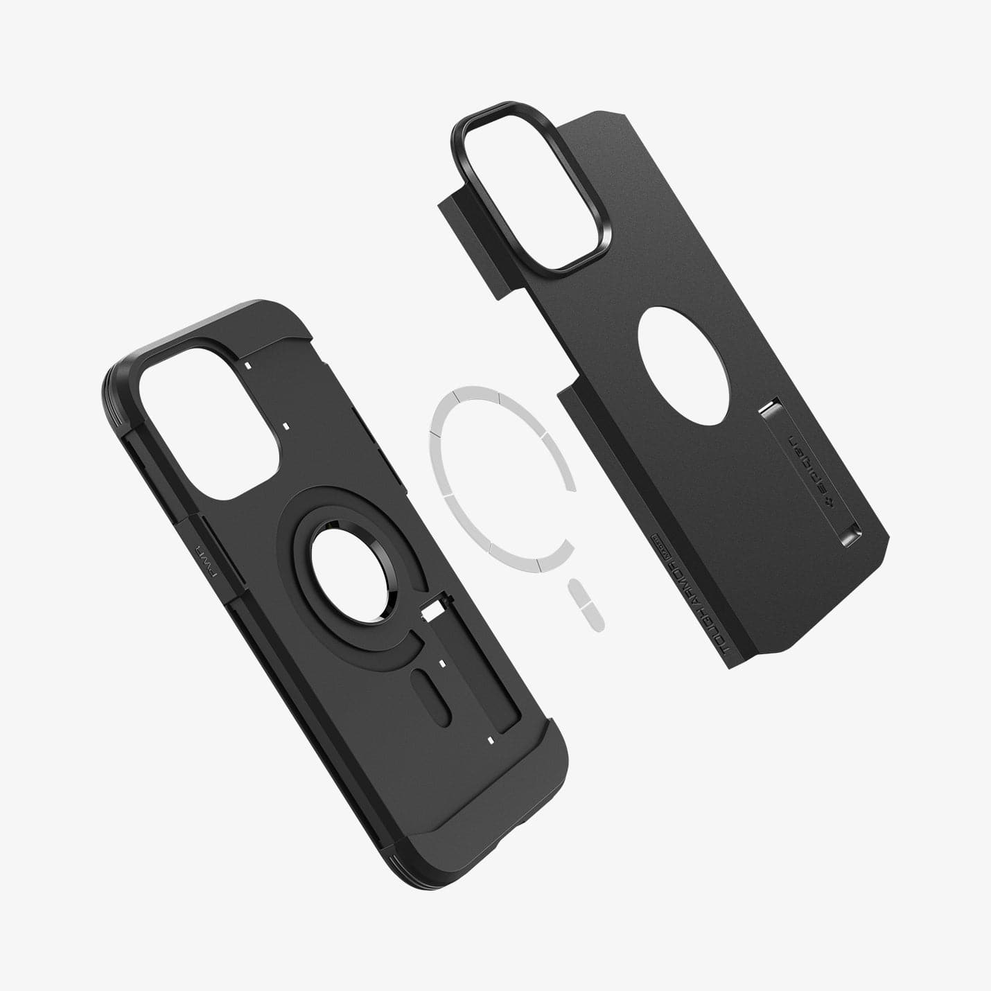 ACS04840 - iPhone 14 Pro Max Case Tough Armor (MagFit) in black showing the multiple magsafe layers of back