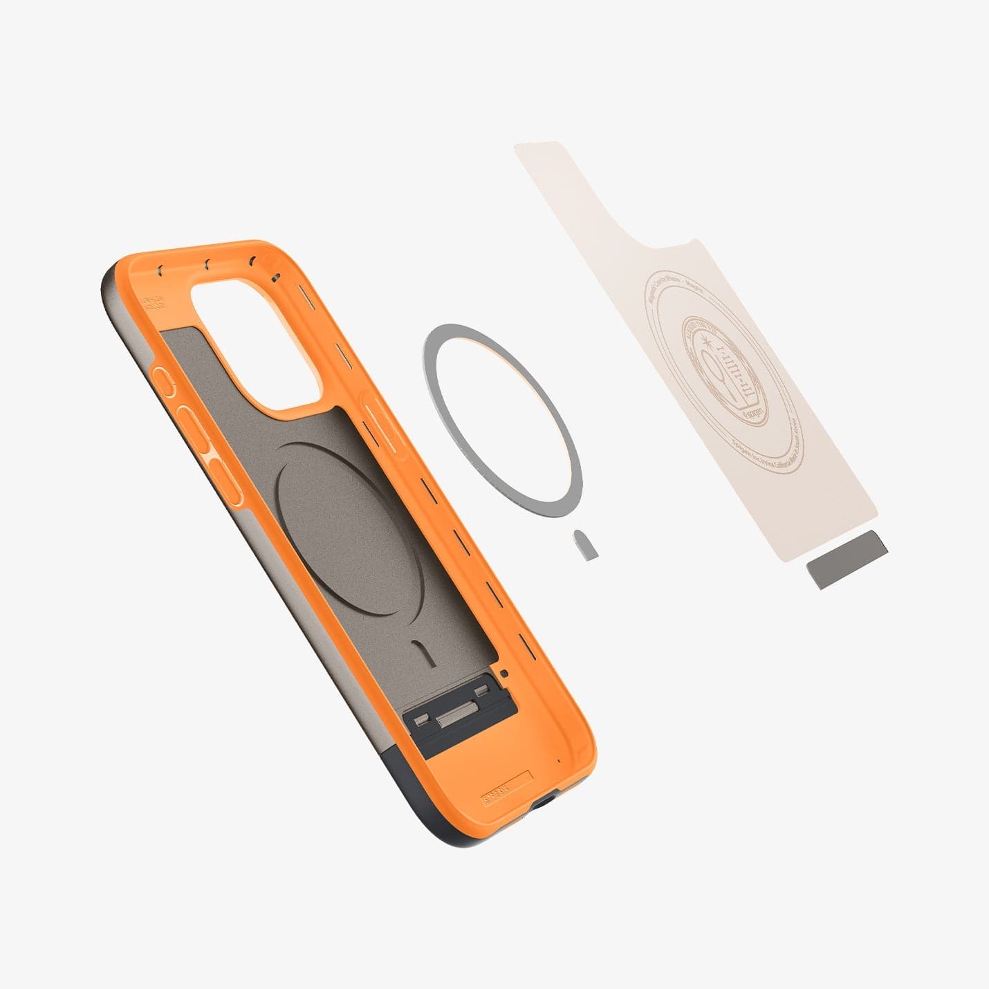 ACS06611 - iPhone 15 Pro Max Case Style Armor (MagFit) in alpine gold showing the inside magnetic ring layers