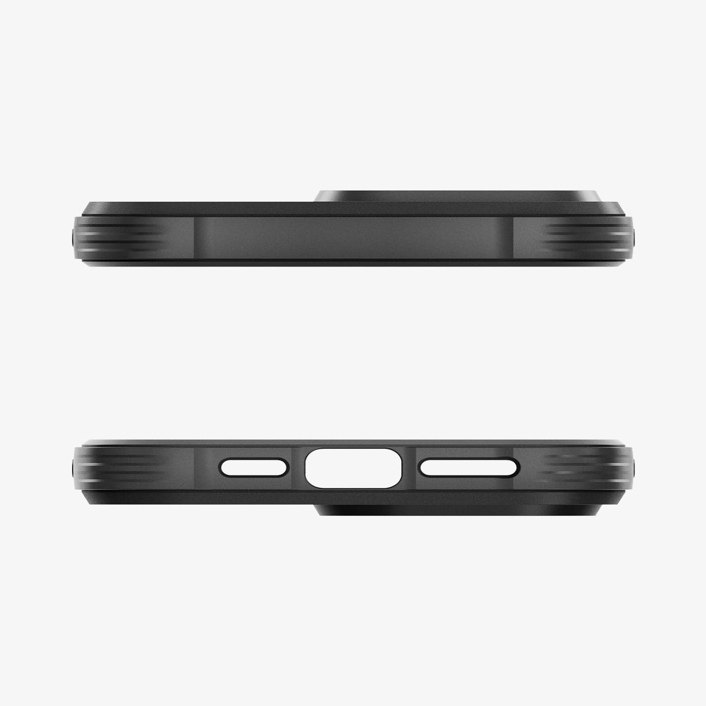 ACS06703 - iPhone 15 Pro Case Rugged Armor (MagFit) in matte black showing the top and bottom