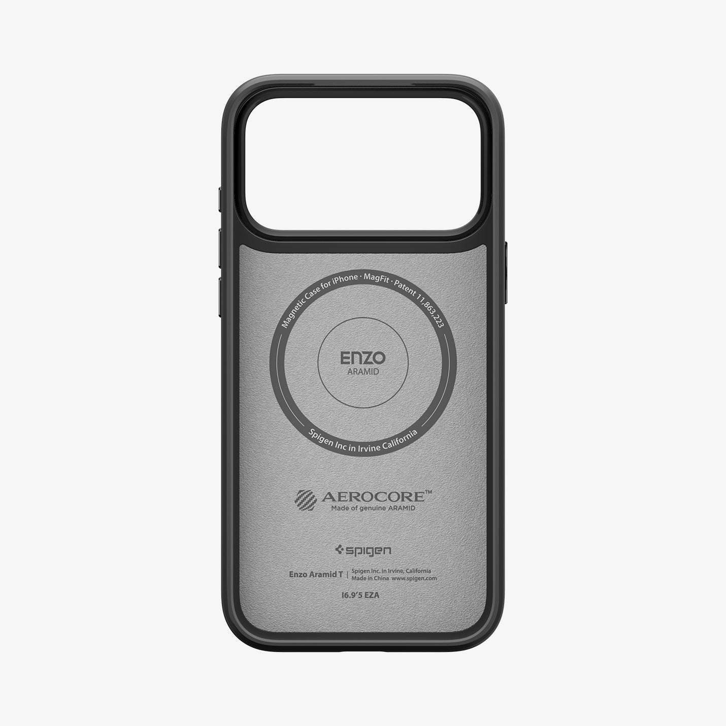 ACS09906 - iPhone 17 Pro Max Case Enzo Aramid T in black showing the inside of case