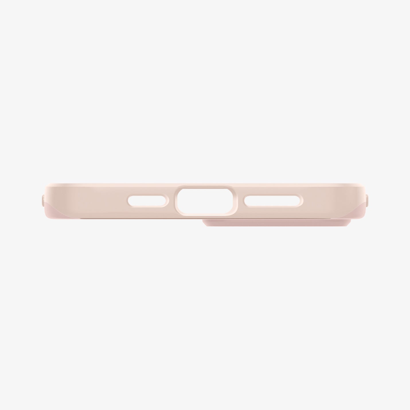 ACS02478 - iPhone 12 Pro Max Case Thin Fit in pink sand showing the bottom with precise cutouts