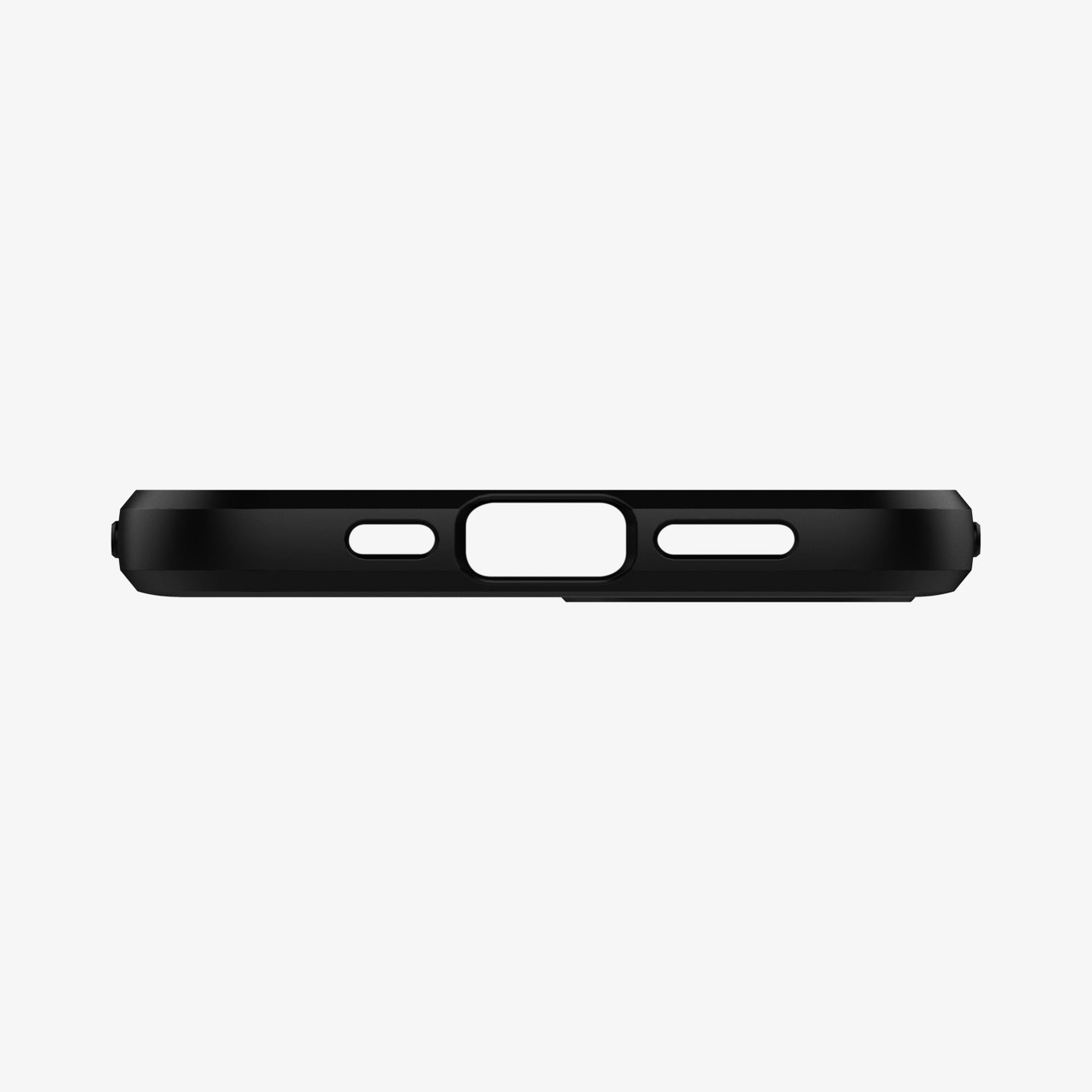 ACS01700 - iPhone 12 / 12 Pro Case Rugged Armor in matte black showing the bottom with precise cutouts