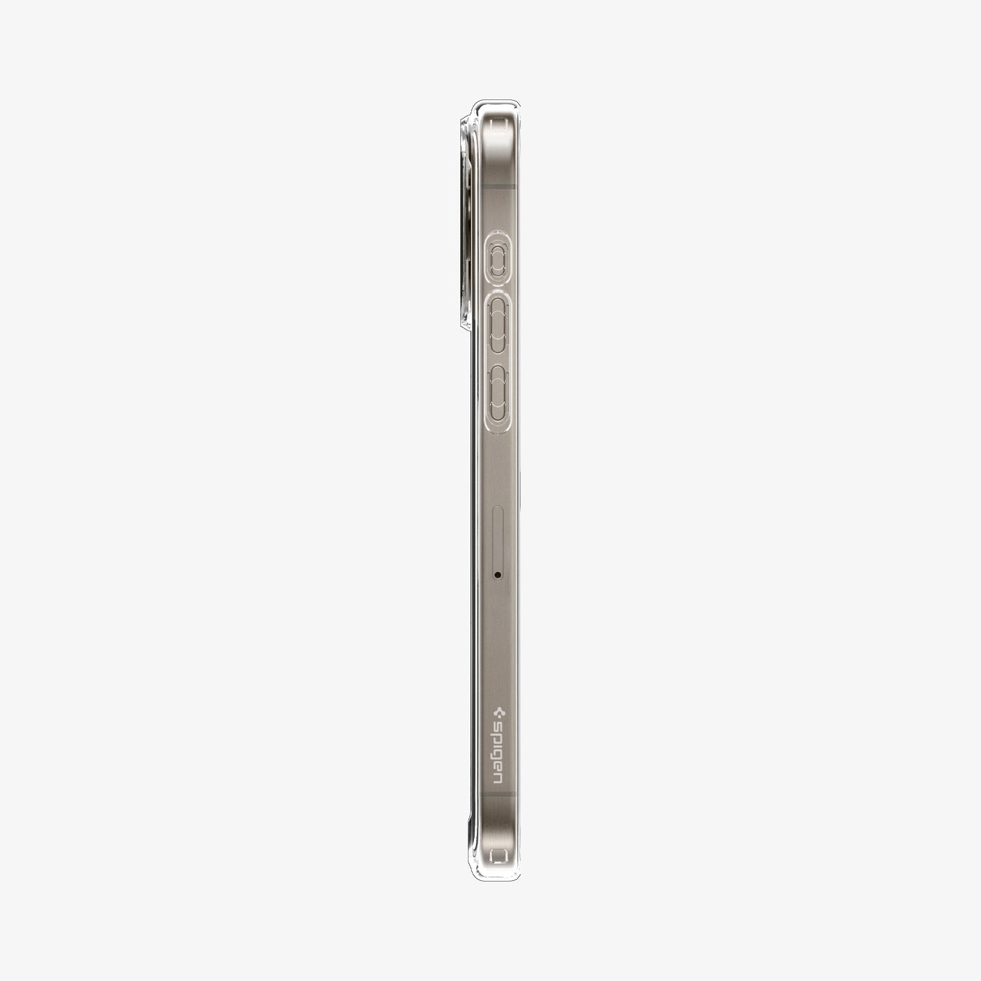 ACS07211 - iPhone 15 Pro Max Case Ultra Hybrid Zero One (MagFit) in Zero One Natural Titanium showing the side with side buttons