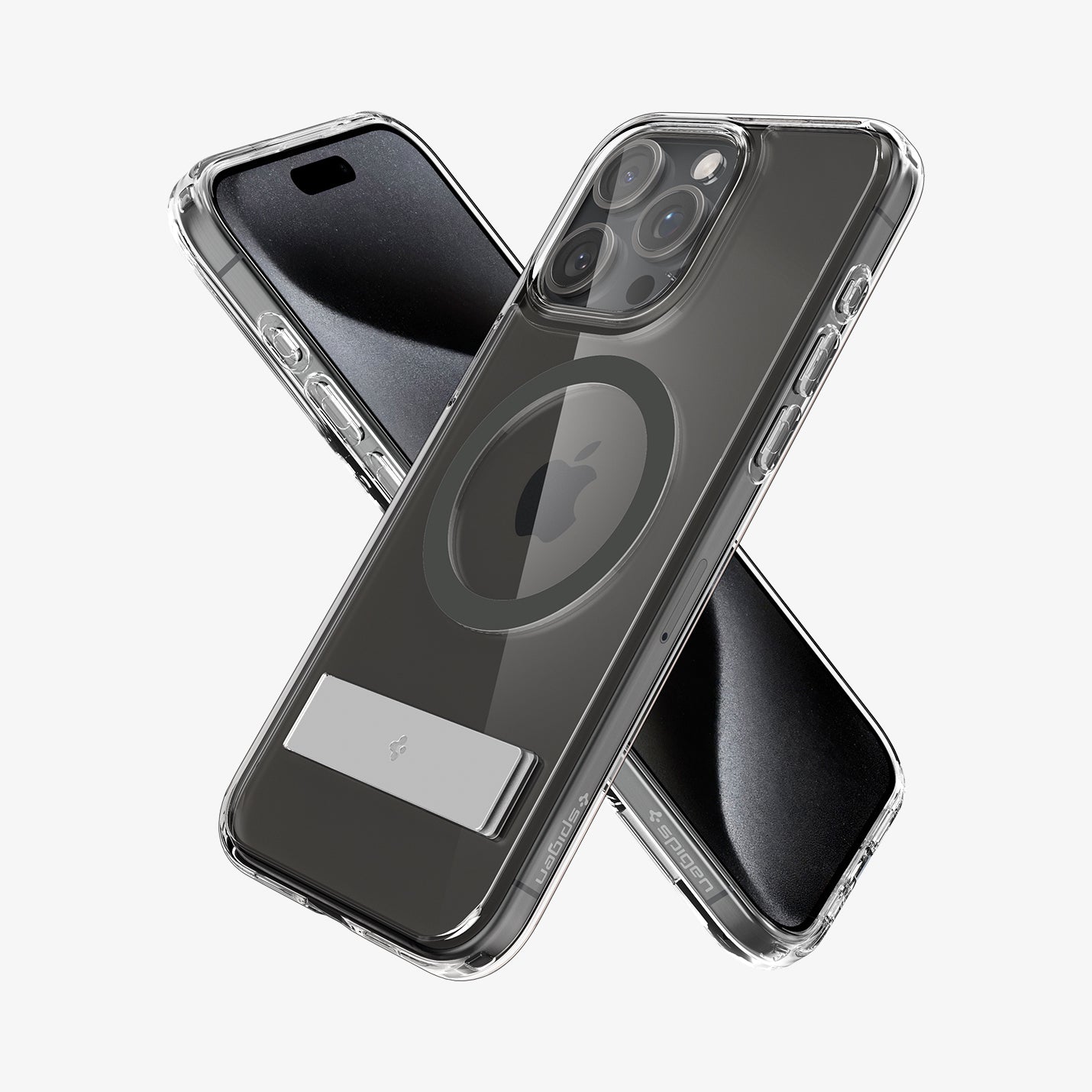 ACS06584 - iPhone 15 Pro Max Case Ultra Hybrid S (MagFit) in graphite showing the back, front and sides
