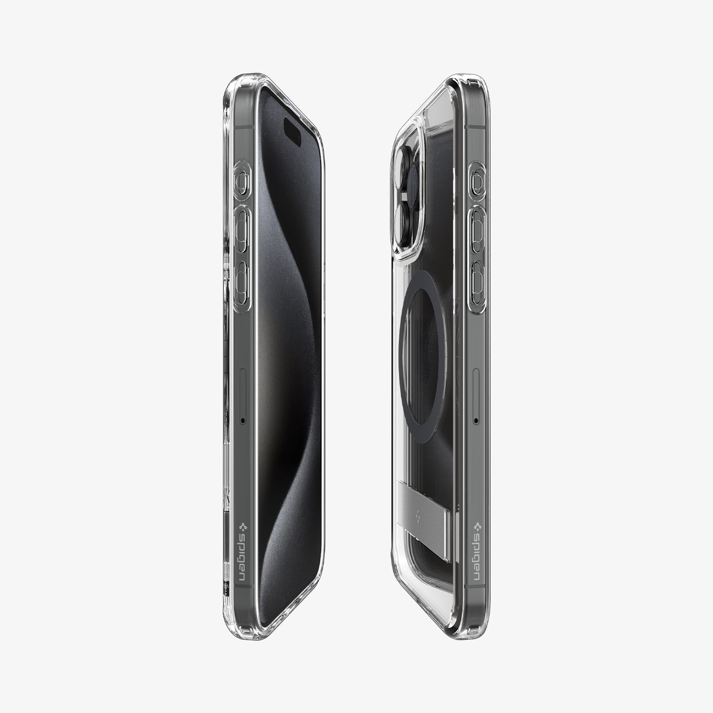 ACS06584 - iPhone 15 Pro Max Case Ultra Hybrid S (MagFit) in graphite showing the sides, partial front and back