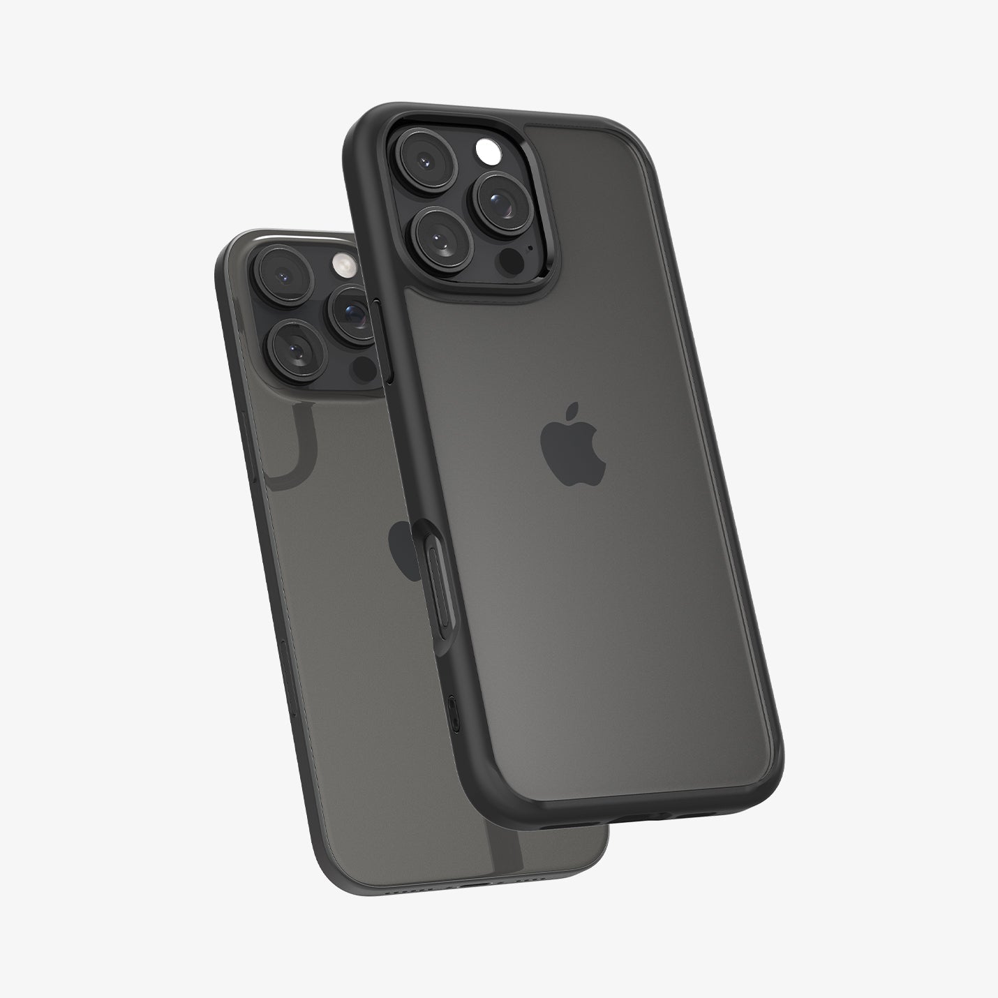 ACS07996 - iPhone 16 Pro Max Case Ultra Hybrid in Matte Black showing the back and partial side hovering in front of another device