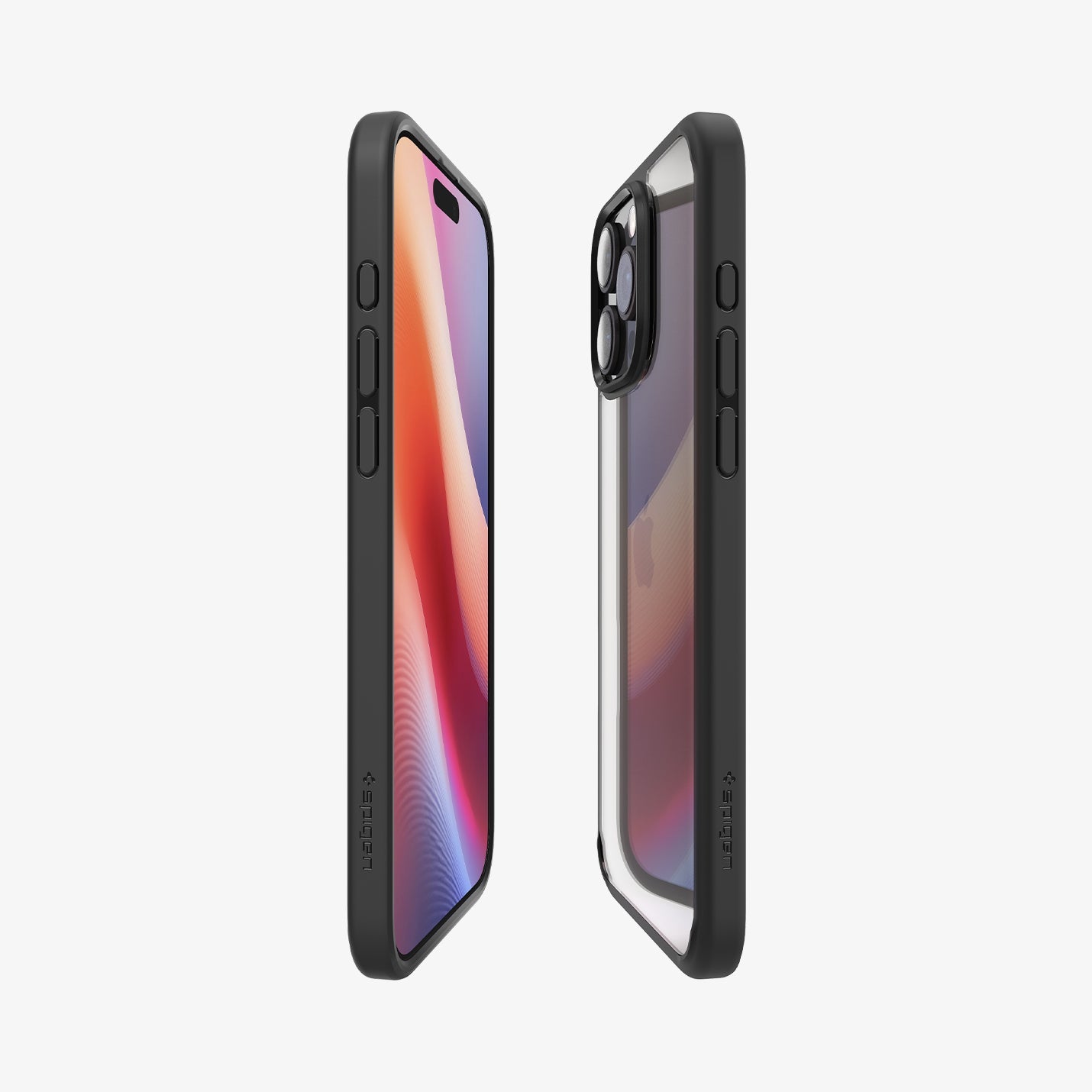 ACS07996 - iPhone 16 Pro Max Case Ultra Hybrid in Matte Black showing the partial back, partial front and sides