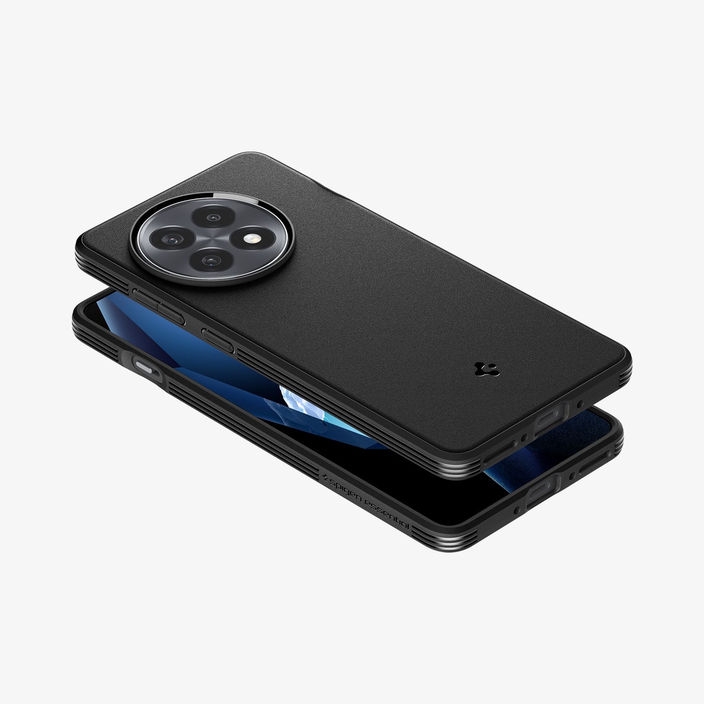 ACS09369 - OnePlus 13R Case Sand Blast in Matte Black showing the back, partial side, partial front and bottom