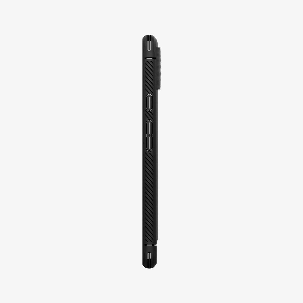 ACS03437 - Pixel 6 Case Rugged Armor in matte black showing the side with volume controls