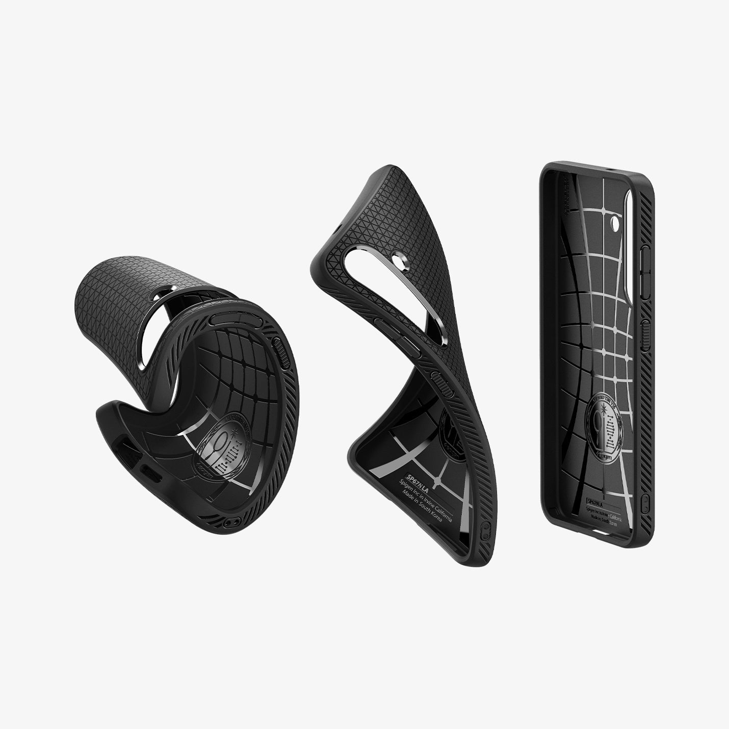 ACS08979 - Galaxy S25 Plus Case Liquid Air in Matte Black showing the
inner and partial sides showing durability and flexibility