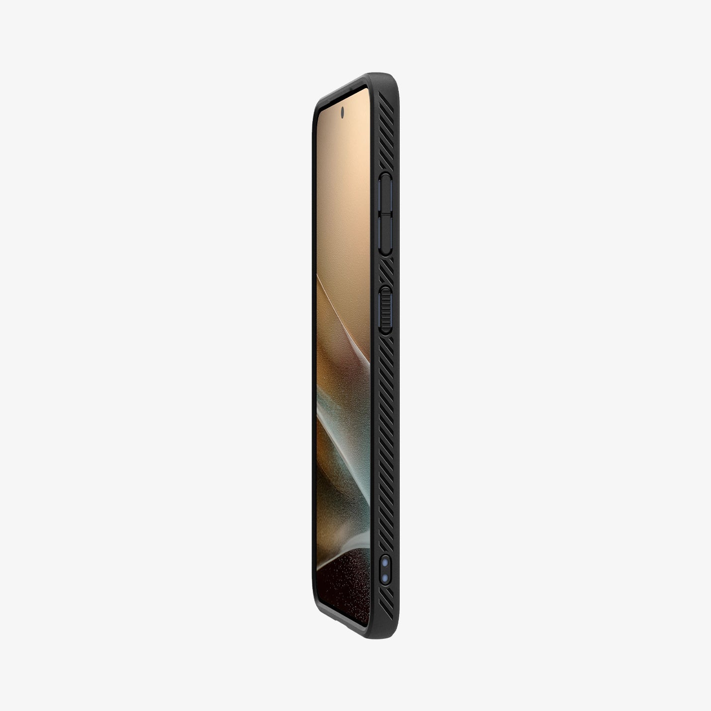 ACS08979 - Galaxy S25 Plus Case Liquid Air in Matte Black showing the
partial front and side