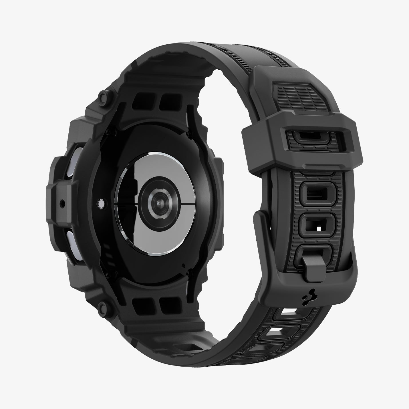 ACS08336 - Galaxy Watch 7 (40mm) Rugged Armor Pro in Matte Black showing the front, partial side, inner and bottom