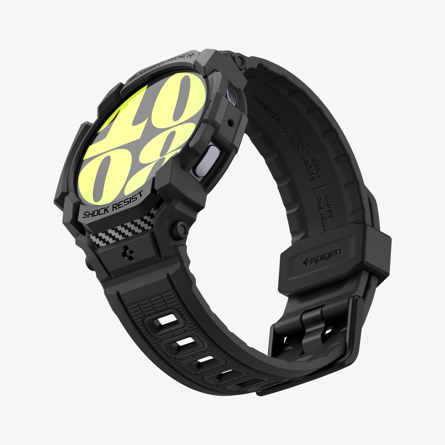 ACS08336 - Galaxy Watch 7 (40mm) Rugged Armor Pro in Matte Black showing the side facing left
