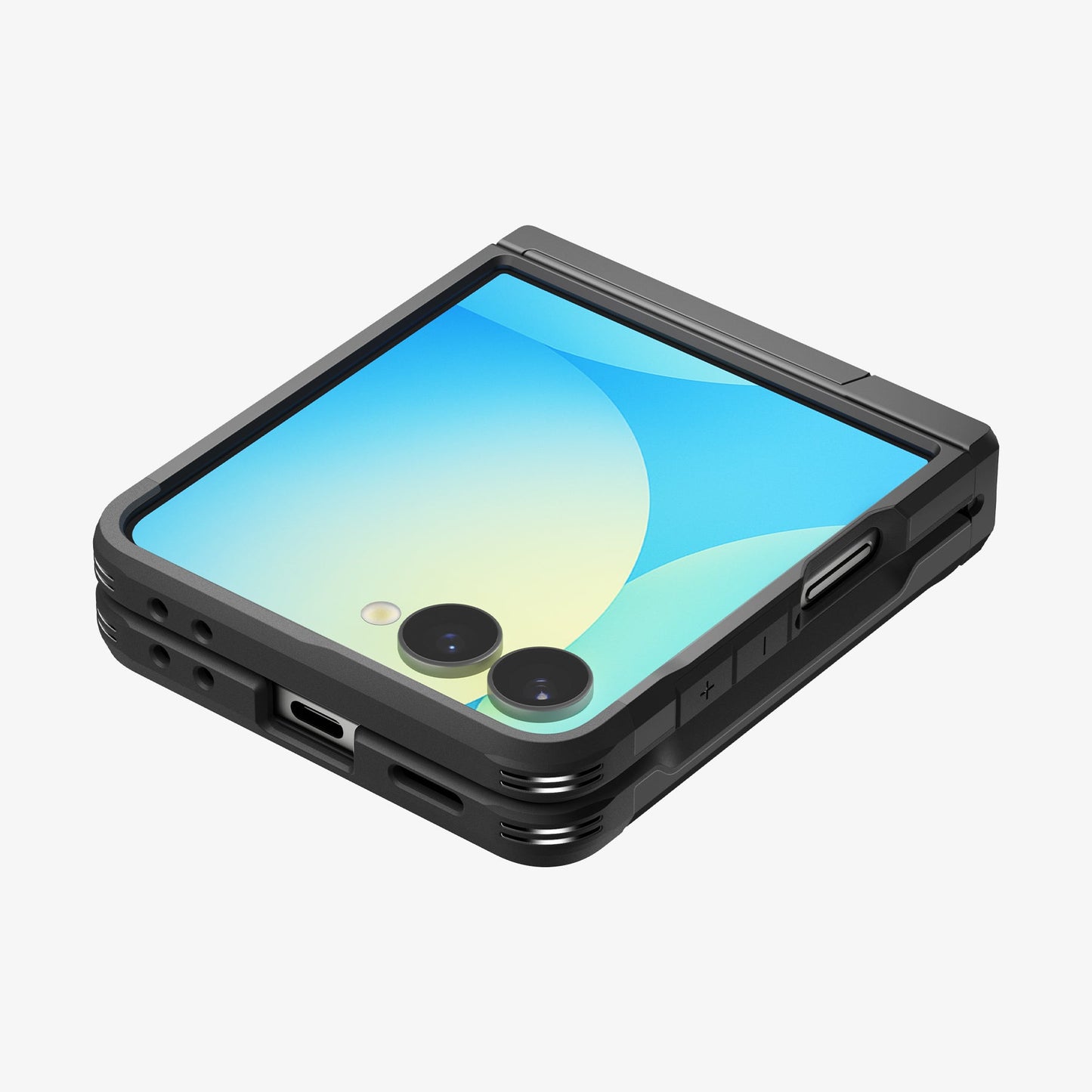 ACS09561 - Galaxy Z Flip 7 Case Tough Armor Pro (MagFit) in black showing the back, top and side
