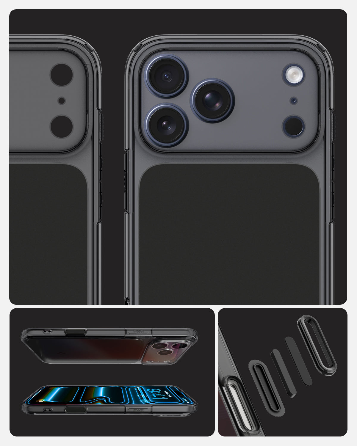 ACS10078 - iPhone 17 Pro Ultra Hybrid T (MagFit) in Matte Black showing detail of the back