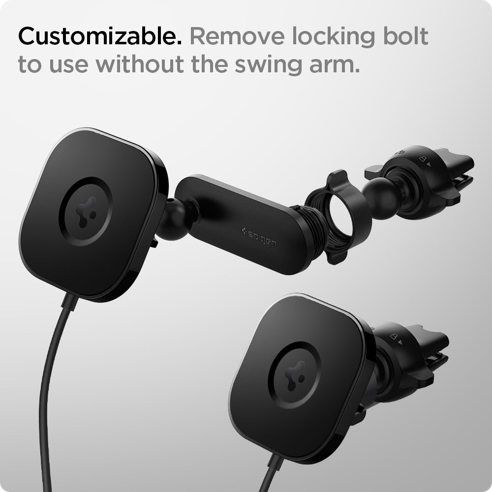 ACP02615 - OneTap Pro Air Vent Car Mount ITS12W (MagFit) showing the Customizable. Remove locking bolt to use without the swing arm.