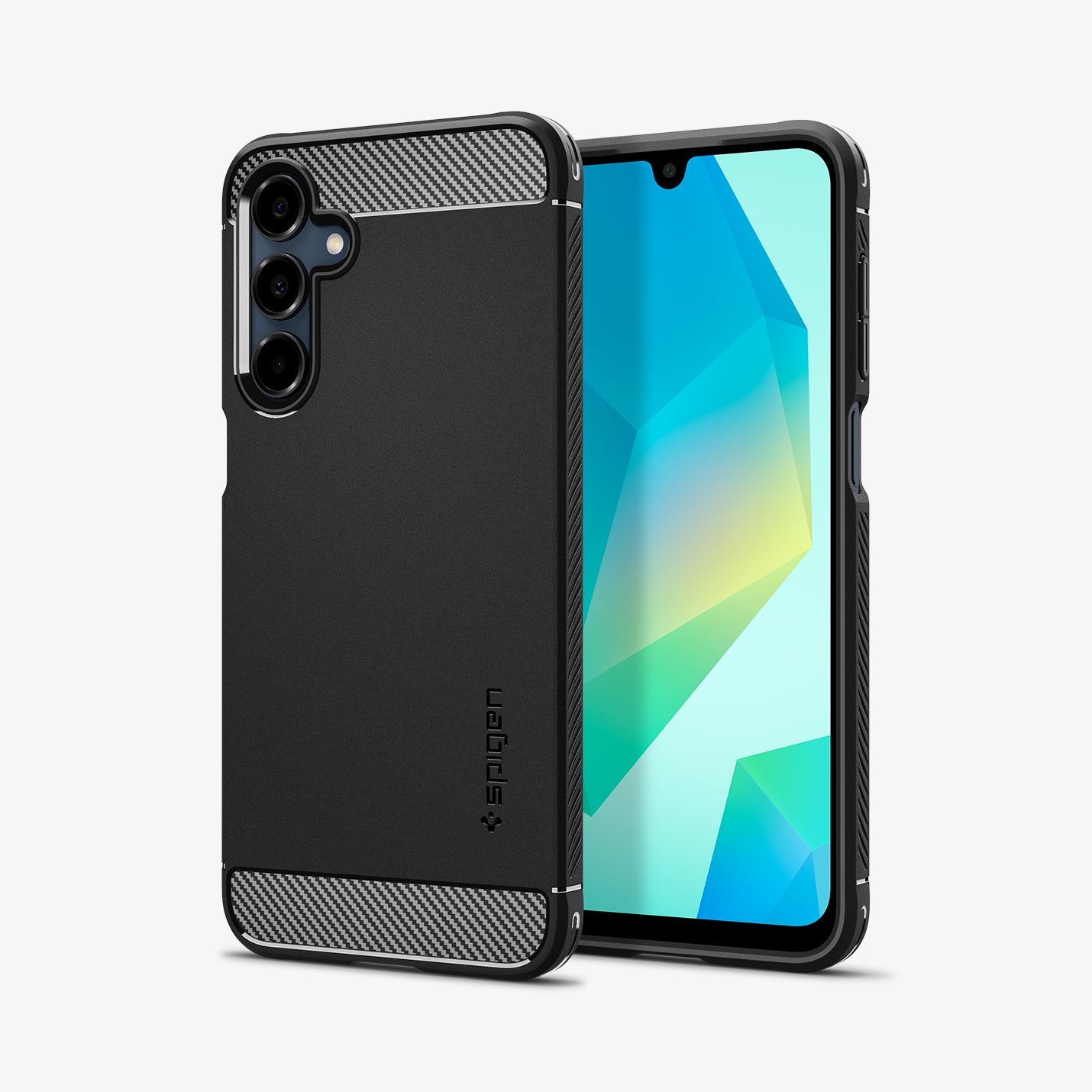 ACS08891 - Galaxy A16 5G Case Rugged Armor in Matte Black showing the back, partial front and sides